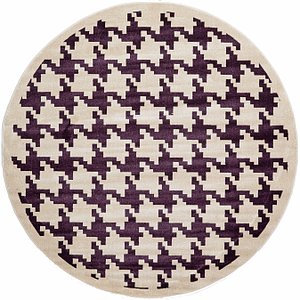 Unique Loom 8' x 8' Houndstooth Round Rug