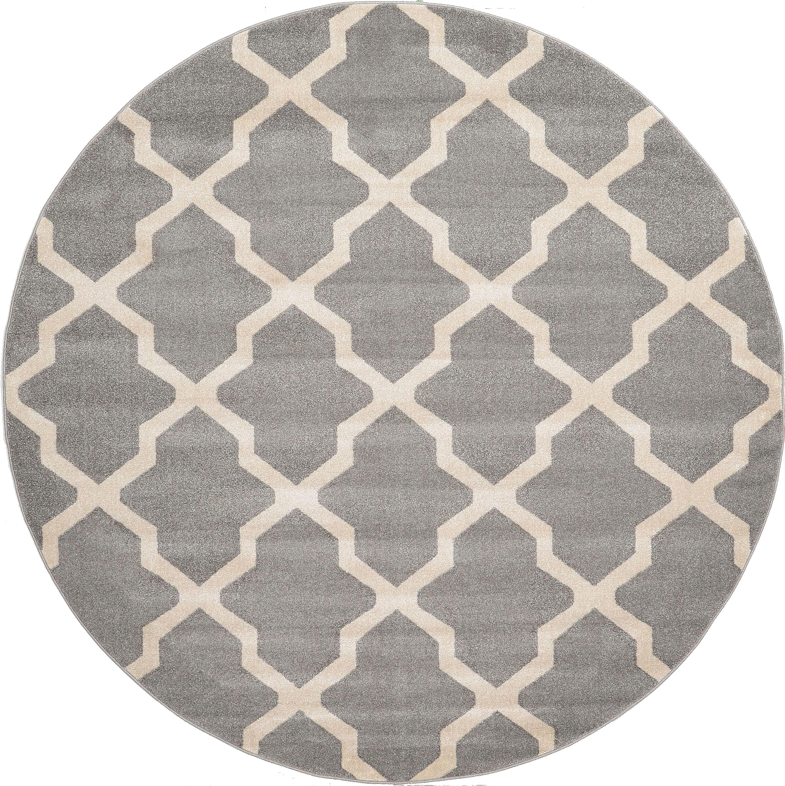 Gray 8' x 8' Trellis Round Rug eSaleRugs