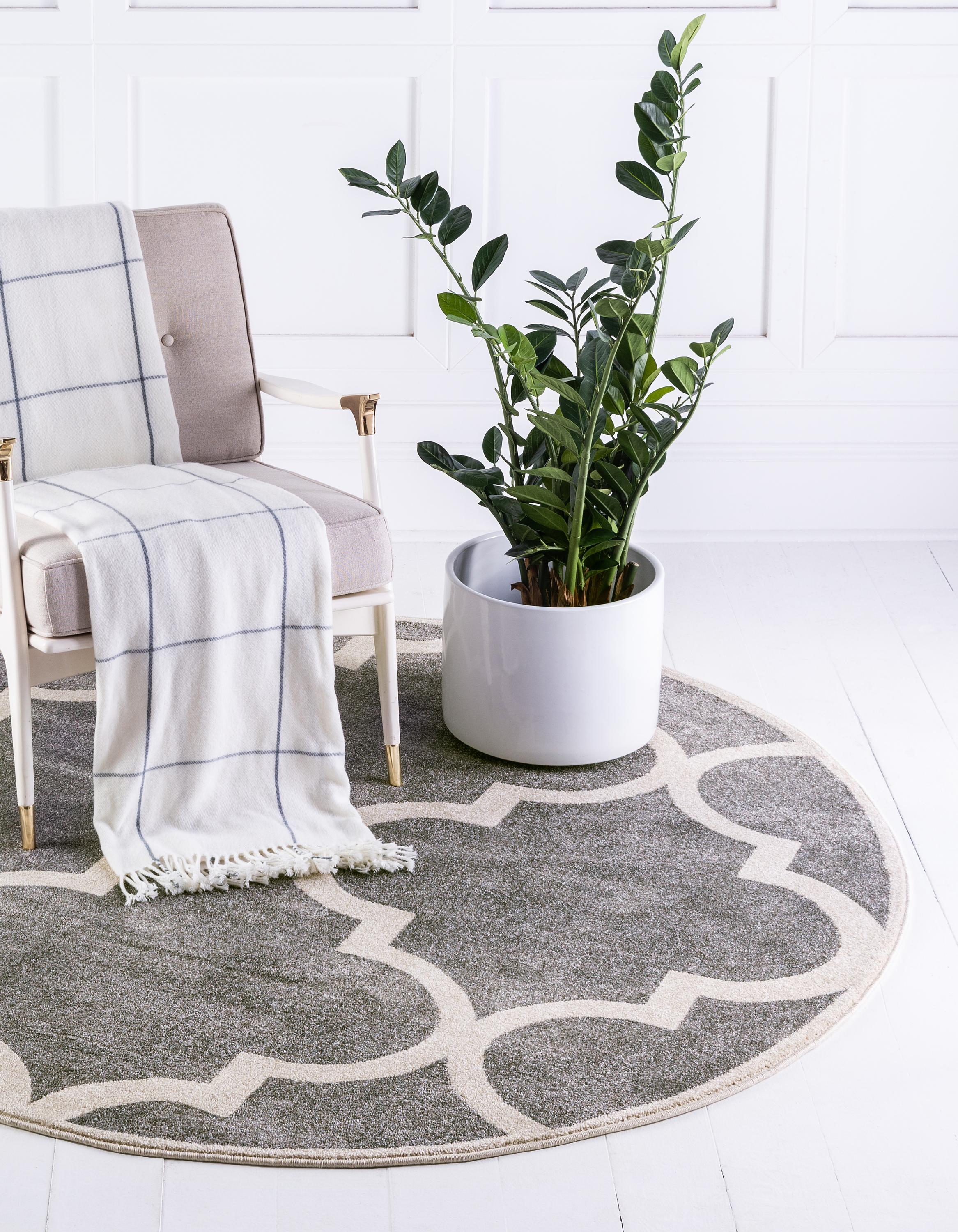 Gray 6' x 6' Trellis Round Rug eSaleRugs