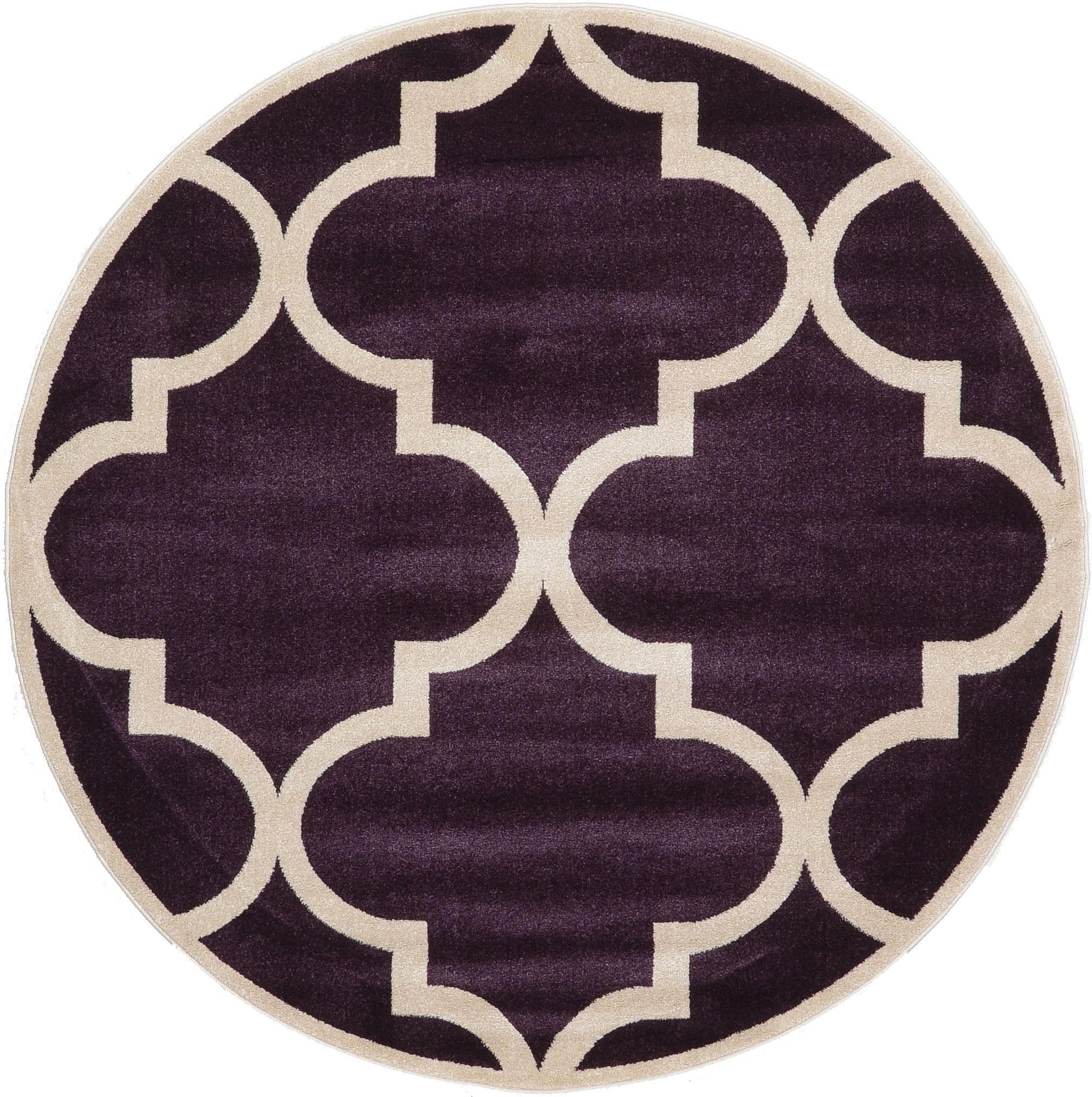 Purple 6' x 6' Trellis Round Rug eSaleRugs