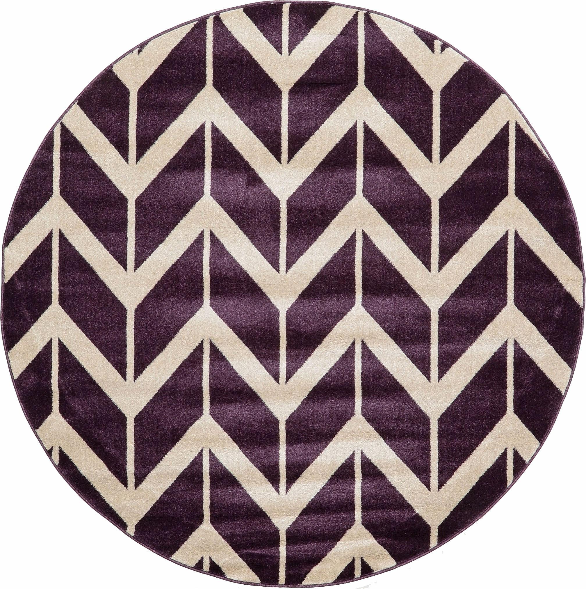 Purple 6' x 6' Chevron Round Rug eSaleRugs