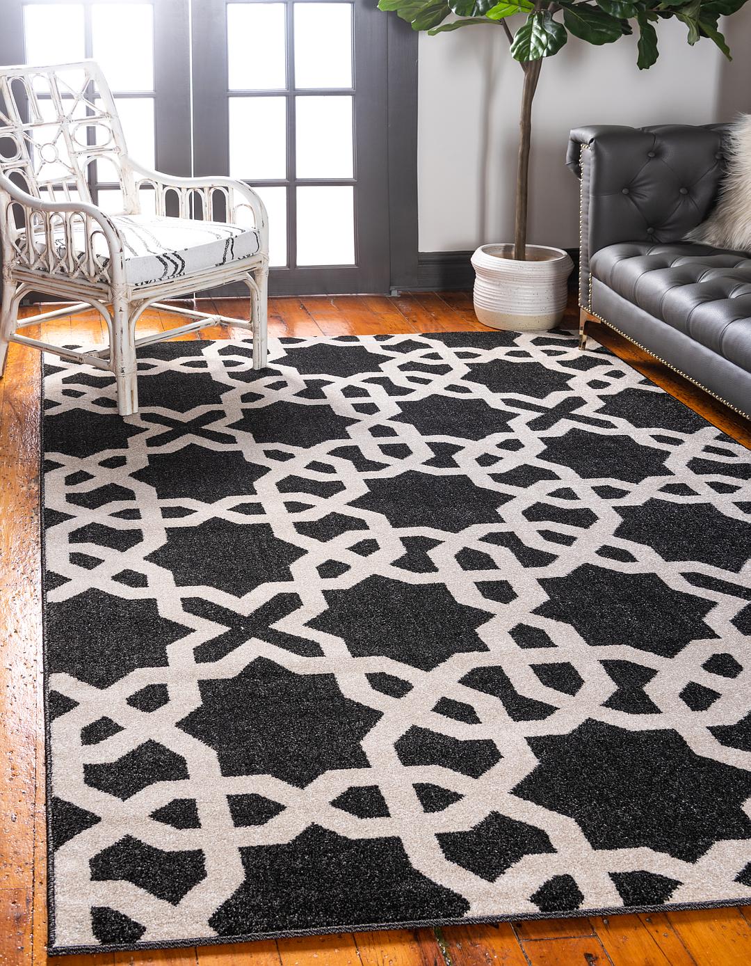 Black 9' x 12' Trellis Rug Area Rugs eSaleRugs