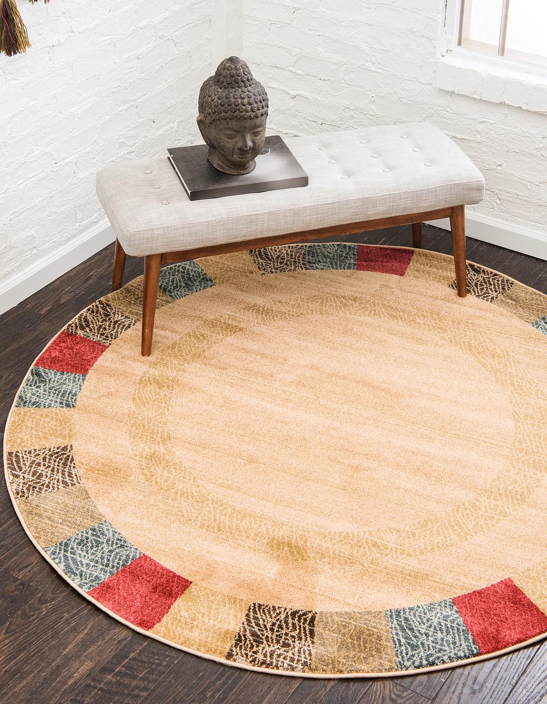 Beige 6' x 6' Kashkuli Gabbeh Round Rug Area Rugs eSaleRugs