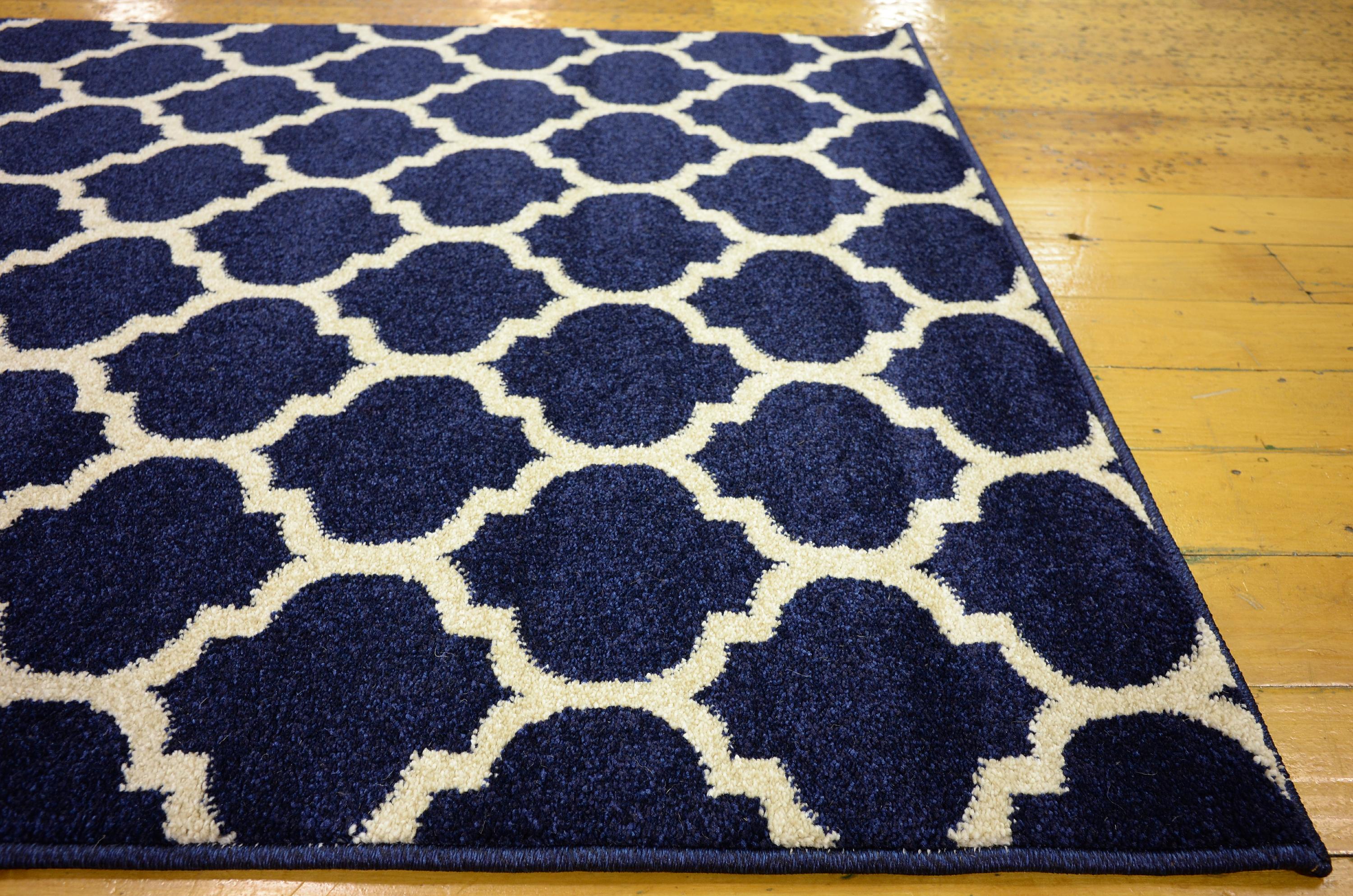 Navy Blue 3' 3 x 5' 3 Trellis Rug iRugs UK