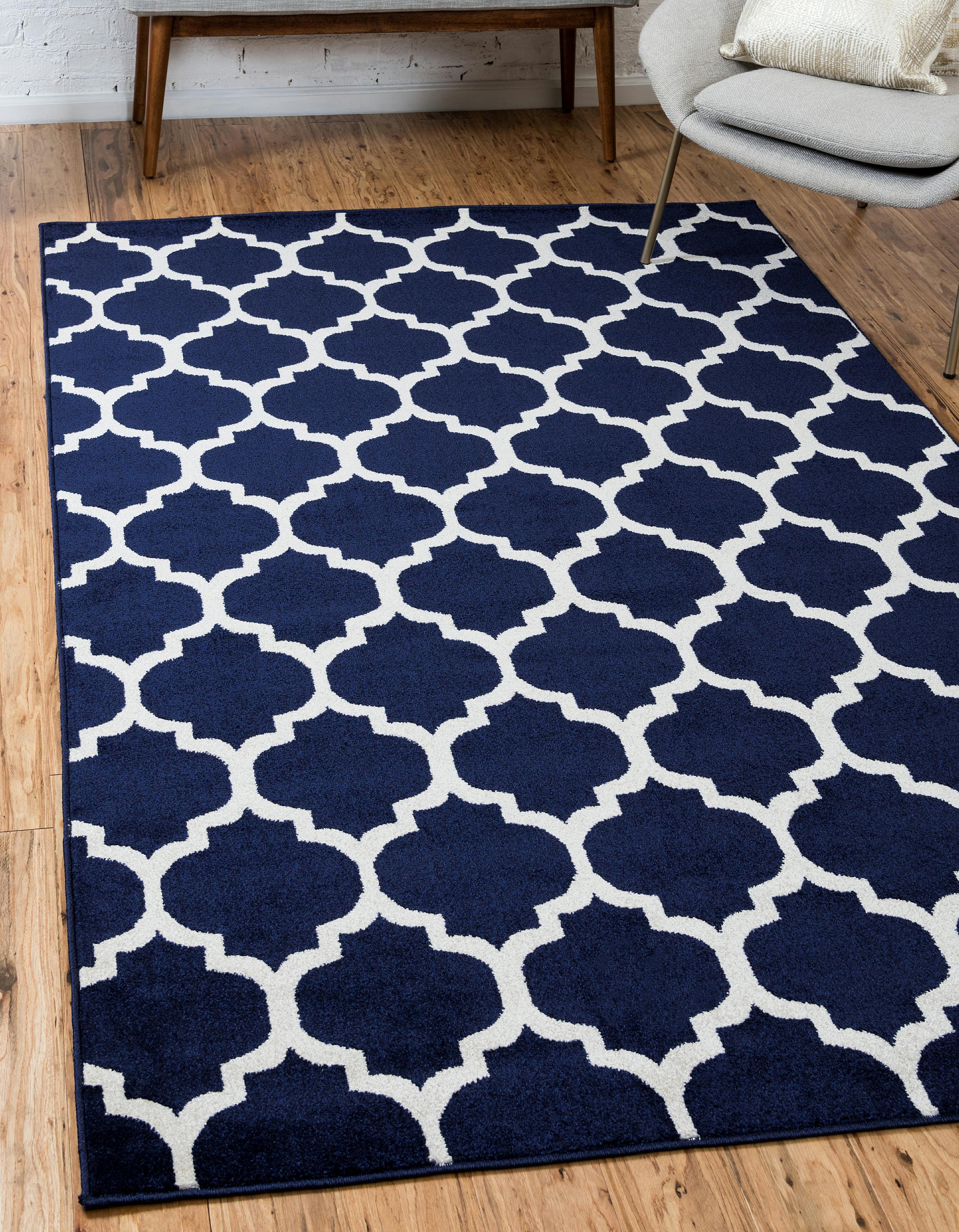 Navy Blue 5' x 8' Trellis Rug eSaleRugs