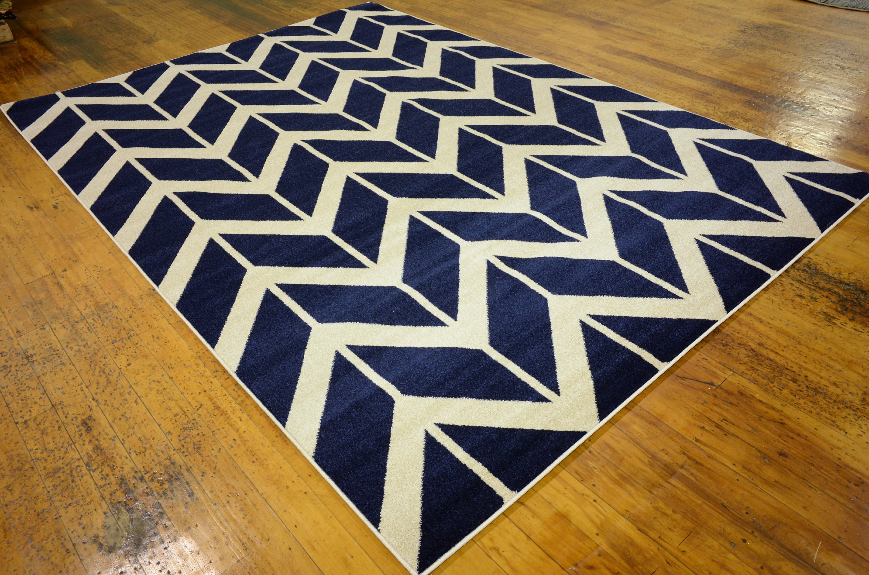 Navy Blue 7' x 10' Chevron Rug Area Rugs eSaleRugs