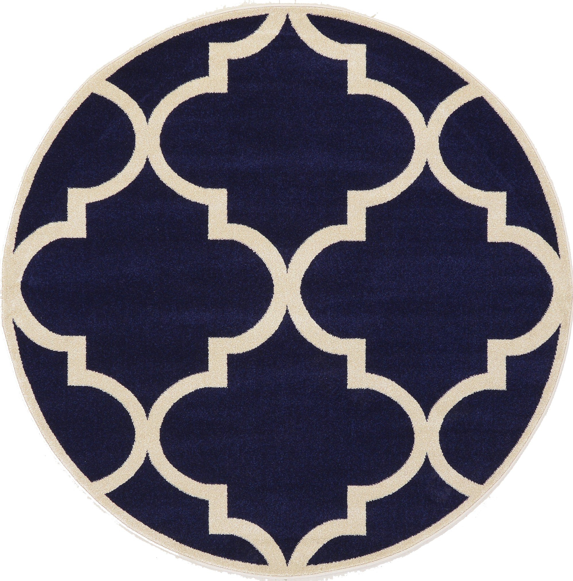 Navy Blue 6' x 6' Trellis Round Rug Area Rugs eSaleRugs
