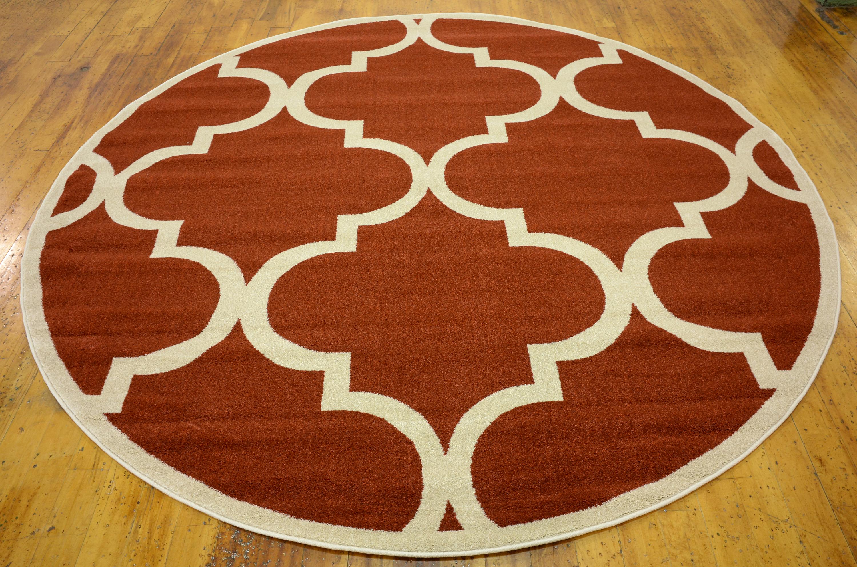 Rust Red 8' x 8' Trellis Round Rug eSaleRugs