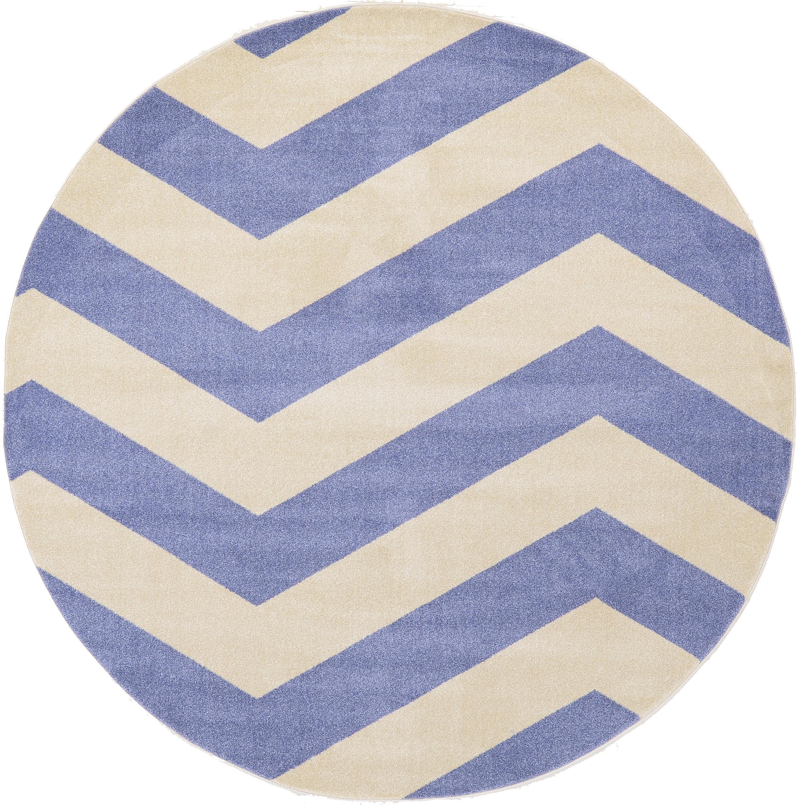 Blue 8' x 8' Chevron Round Rug eSaleRugs