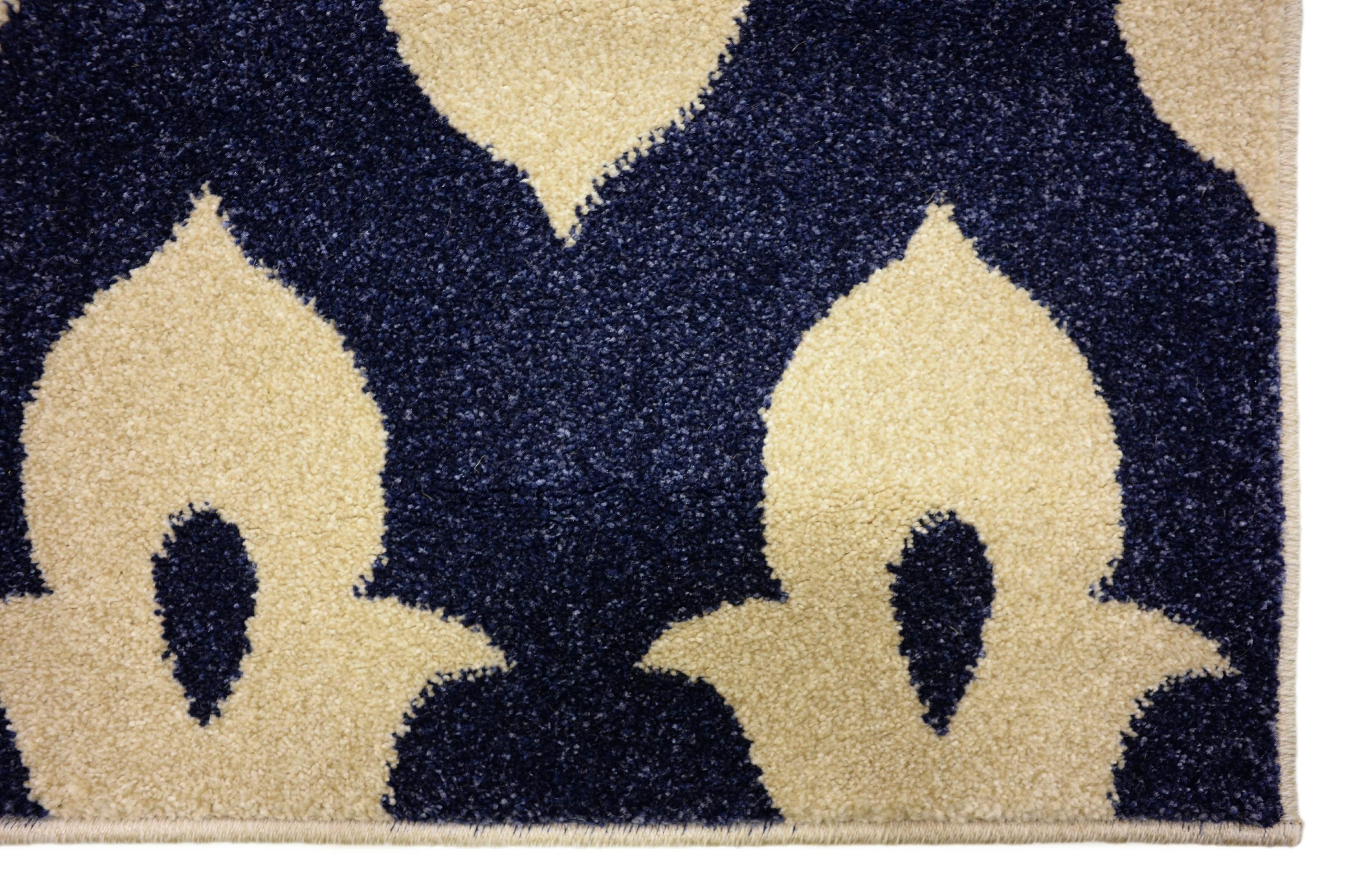 Navy Blue 3' 3 x 5' 3 Ikat Rug iRugs UK