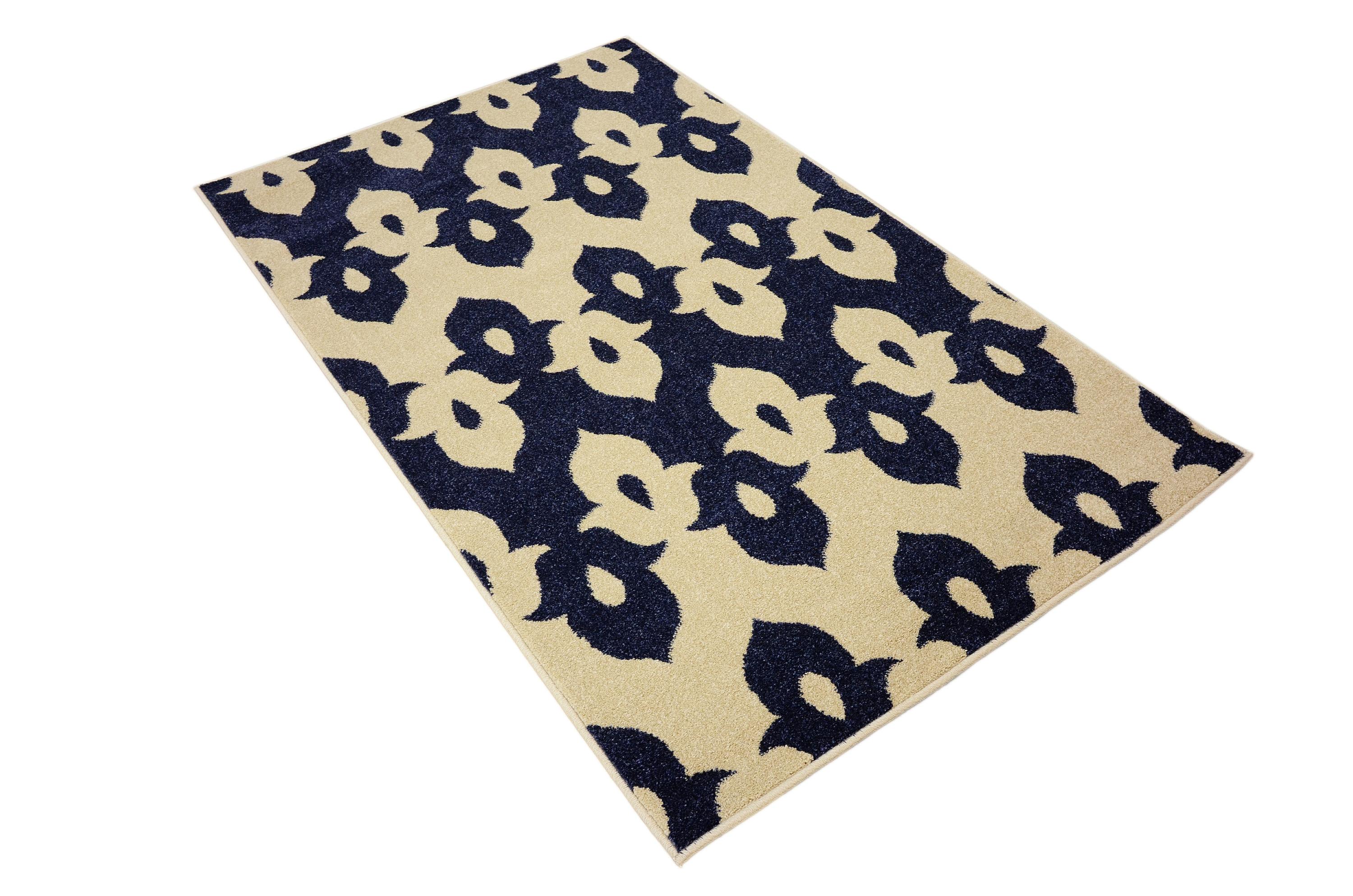 Navy Blue 3' 3 x 5' 3 Ikat Rug iRugs UK