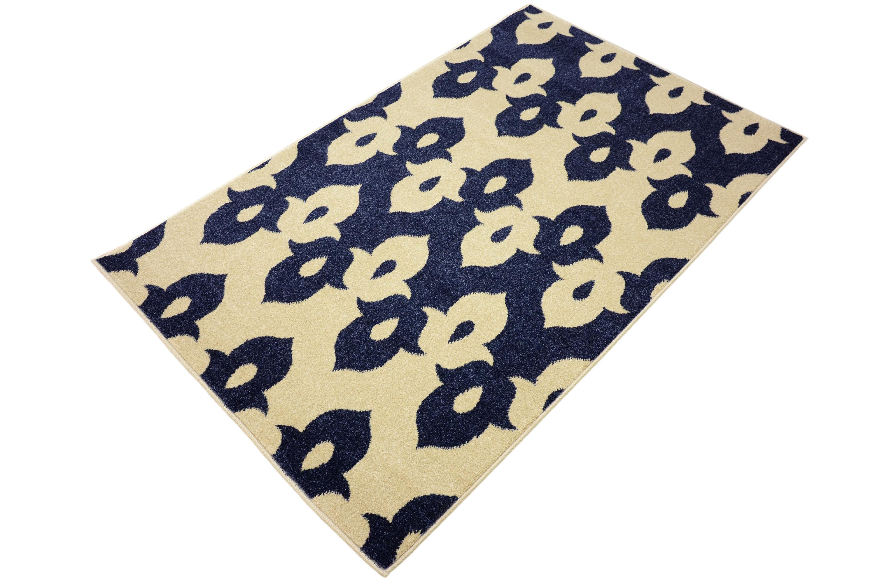 Navy Blue 3' 3 x 5' 3 Ikat Rug iRugs UK