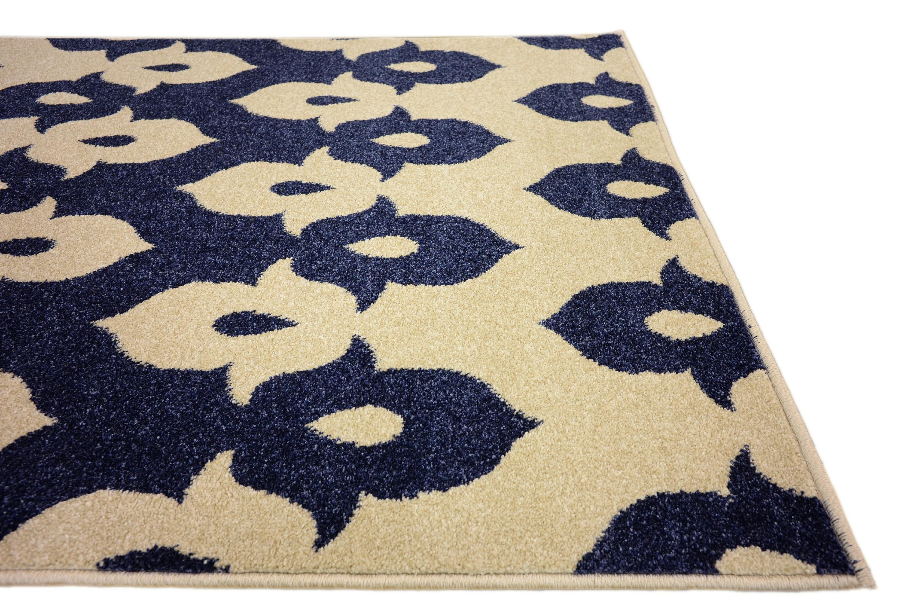 Navy Blue 3' 3 x 5' 3 Ikat Rug iRugs UK