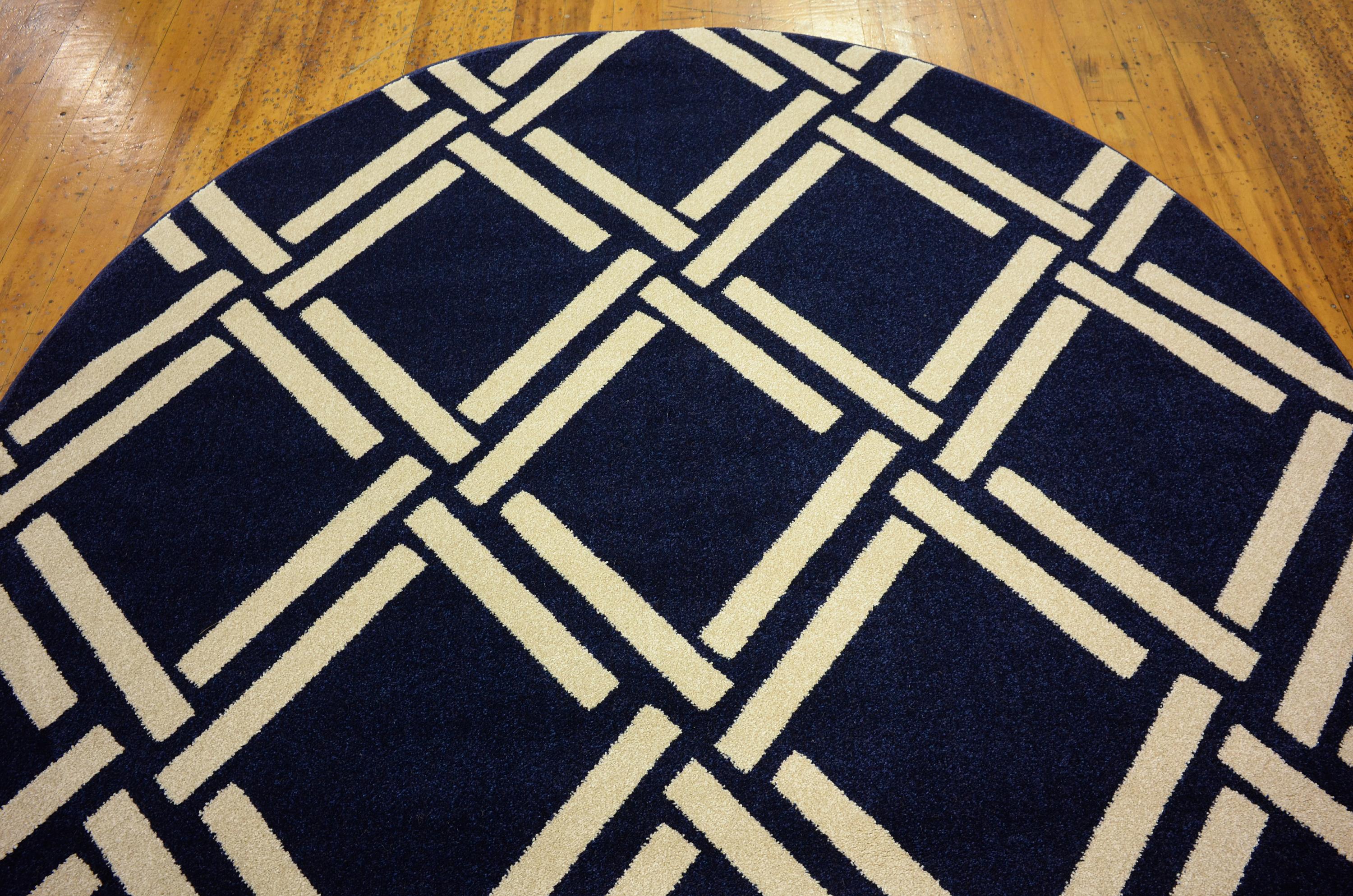 Navy Blue 6' x 6' Trellis Round Rug eSaleRugs