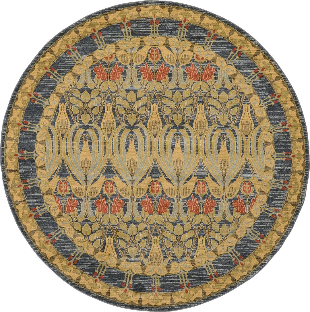 Navy Blue 8' x 8' Kensington Round Rug iRugs UK