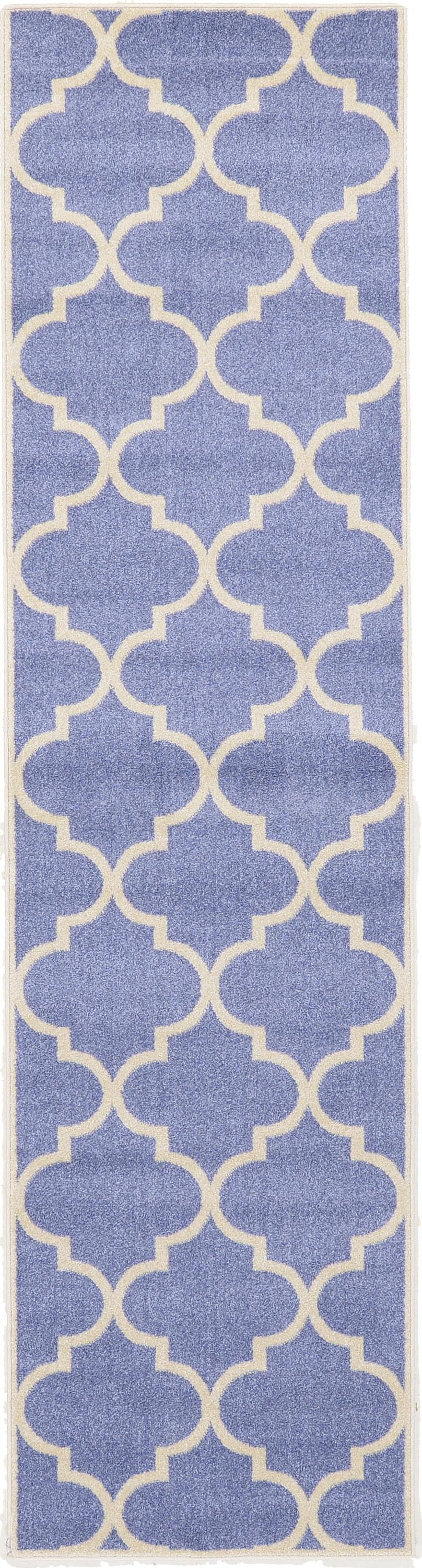 Blue 2' 7 x 10' Trellis Runner Rug iRugs UK