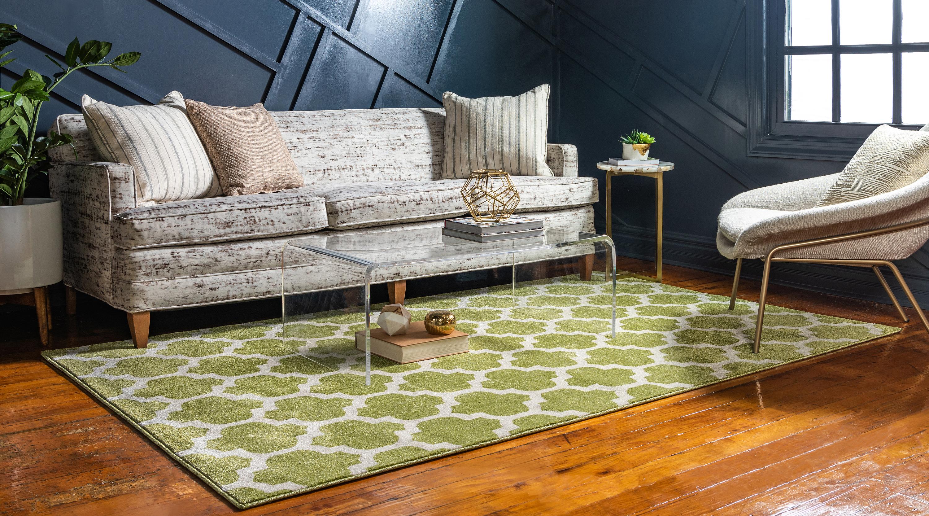 Light Green 10' x 13' Trellis Rug iRugs UK