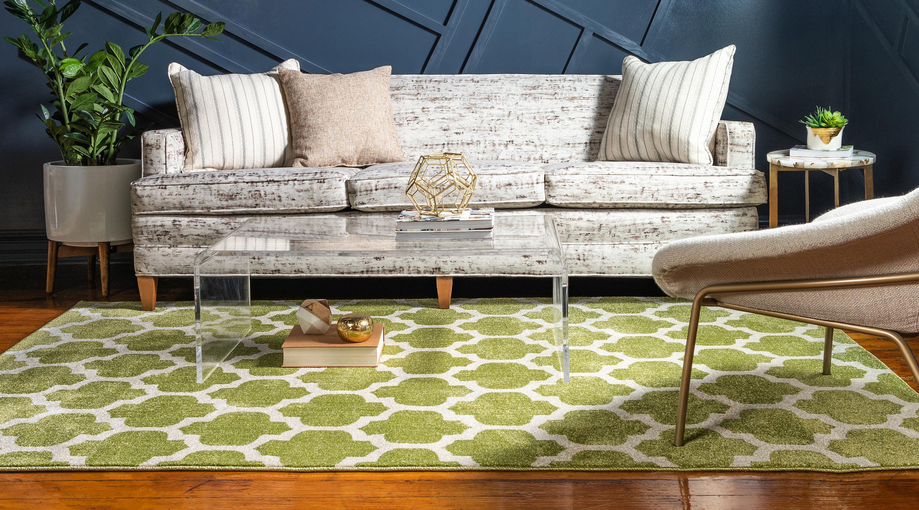 Light Green 10' x 13' Trellis Rug iRugs UK