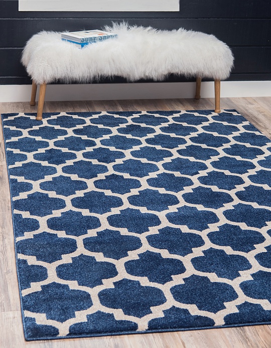Dark Blue 245cm x 305cm Trellis Rug Area Rugs AU Rugs