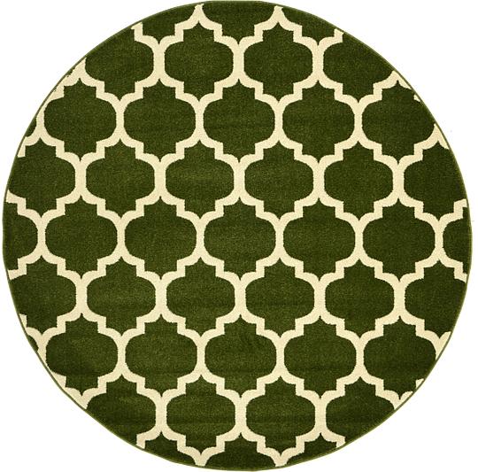 Dark Green 6' x 6' Trellis Round Rug Area Rugs eSaleRugs