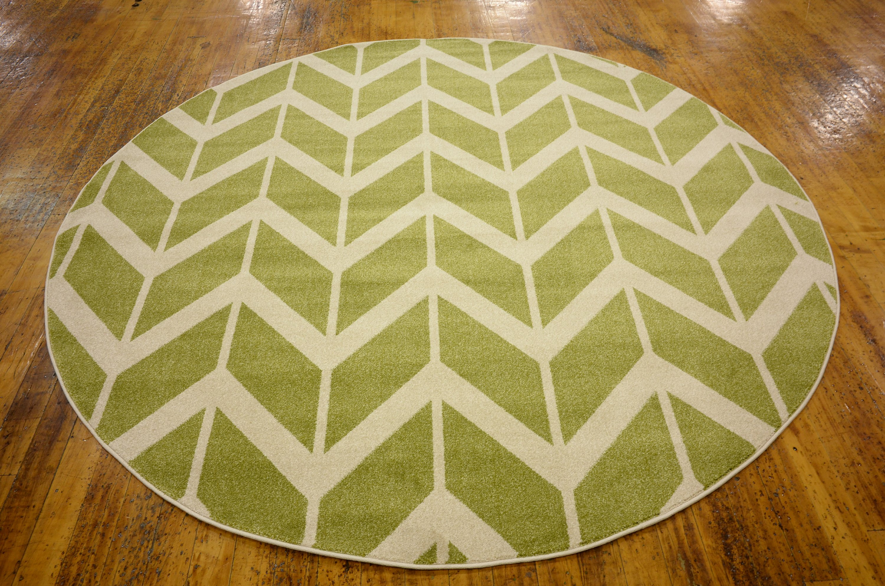 Green 8' x 8' Chevron Round Rug Area Rugs eSaleRugs