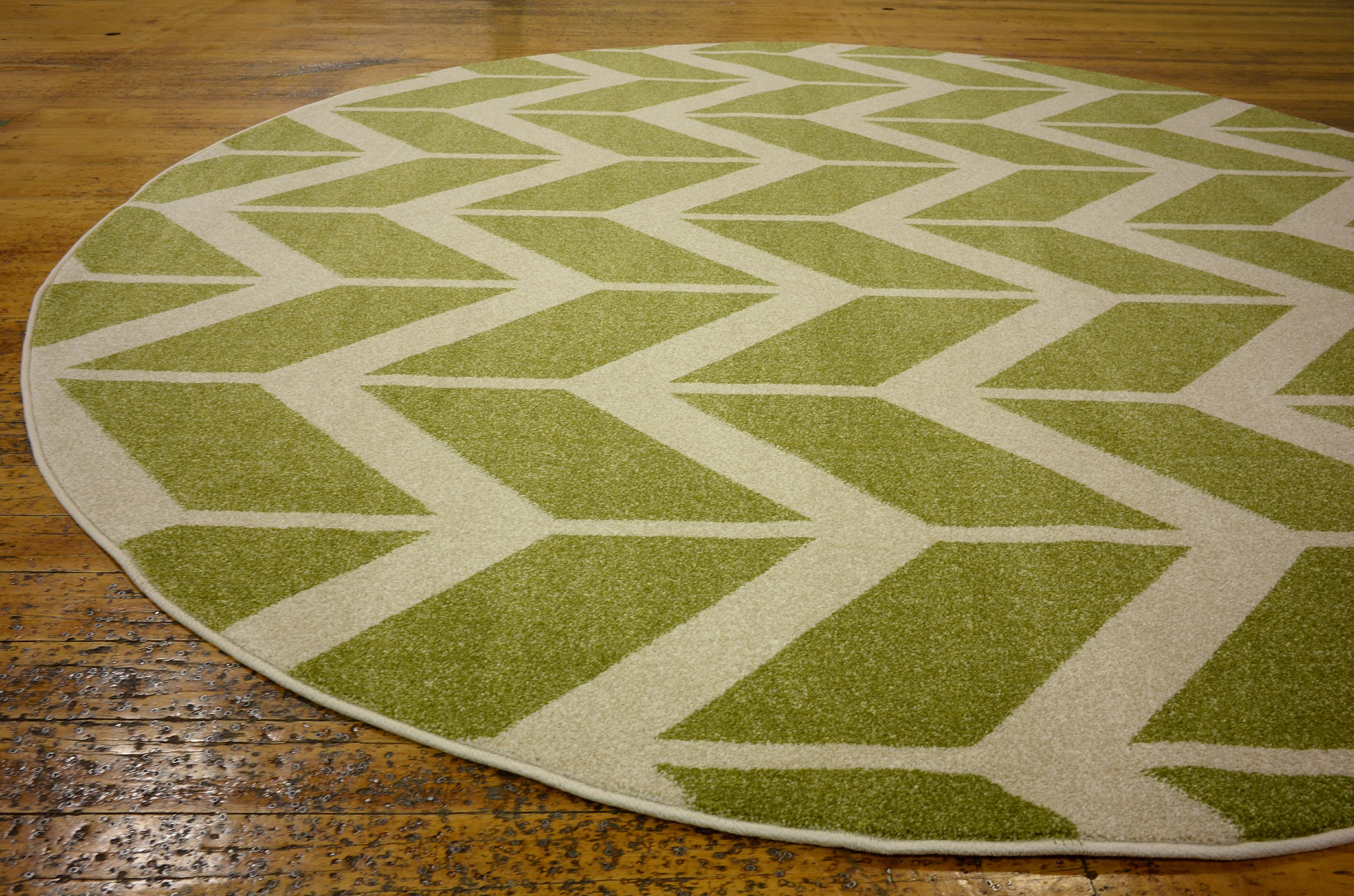 Green 8' x 8' Chevron Round Rug Area Rugs eSaleRugs
