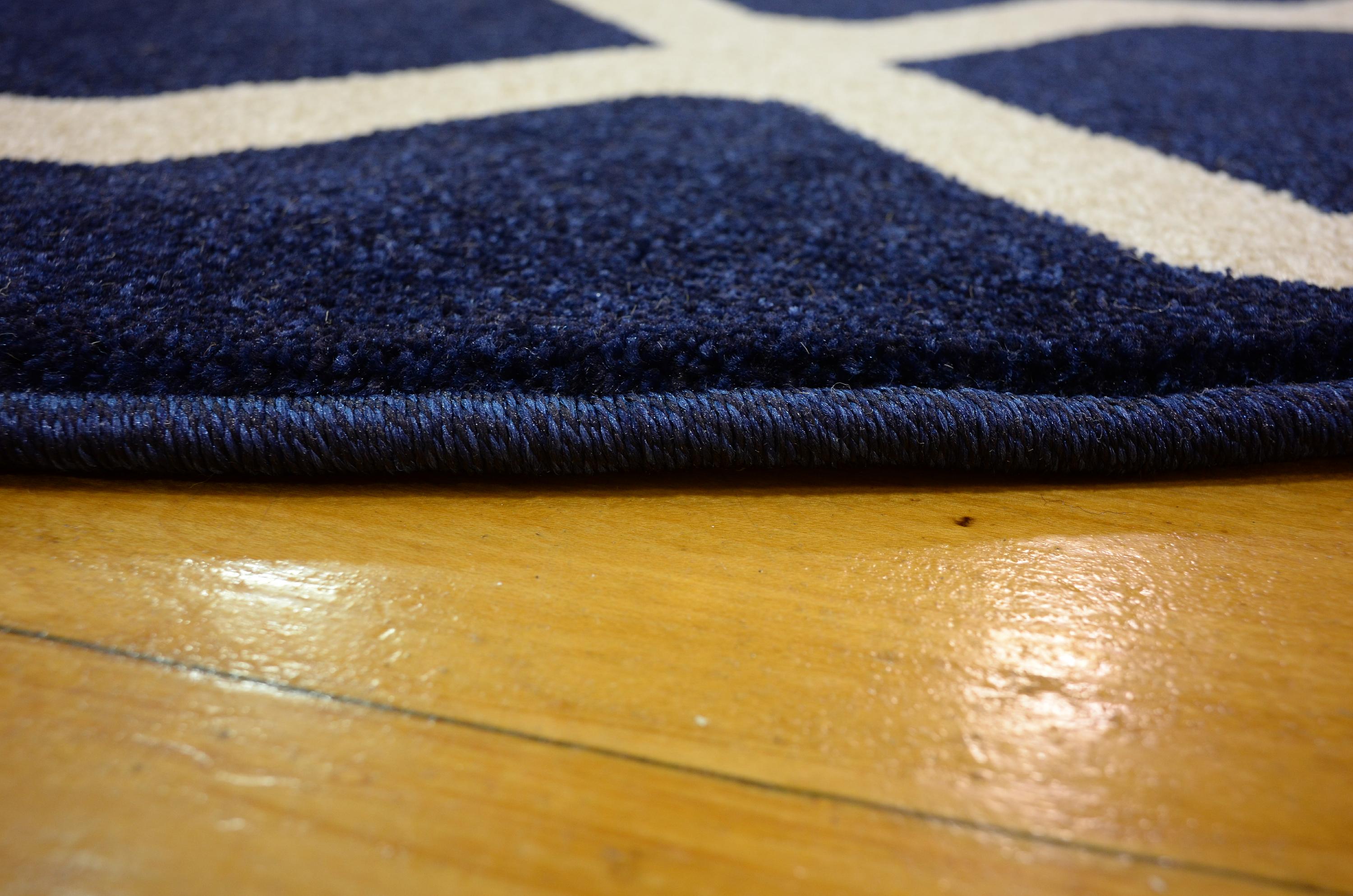 Navy Blue 8' x 8' Trellis Round Rug eSaleRugs