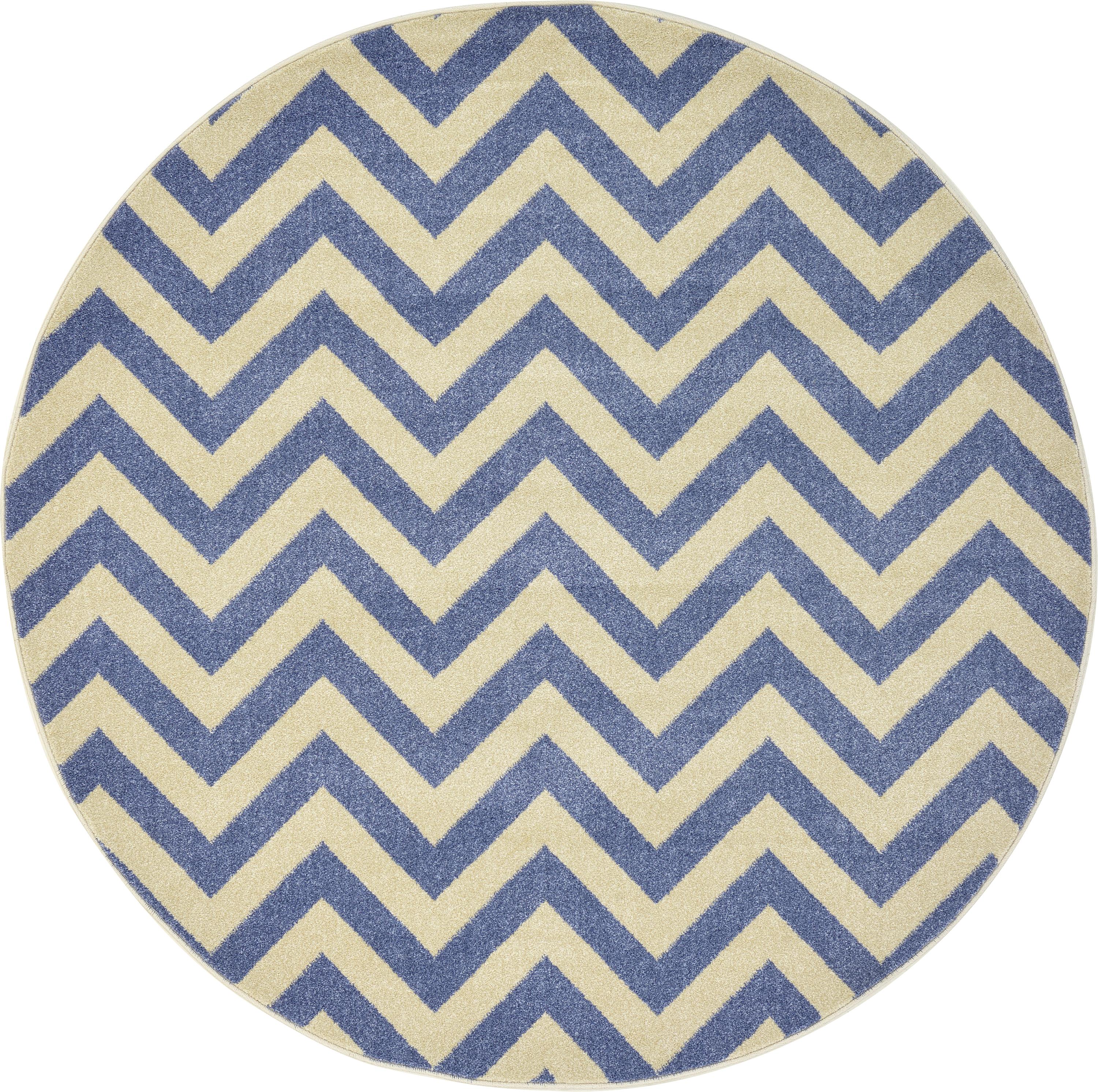 Blue 6' x 6' Chevron Round Rug eSaleRugs