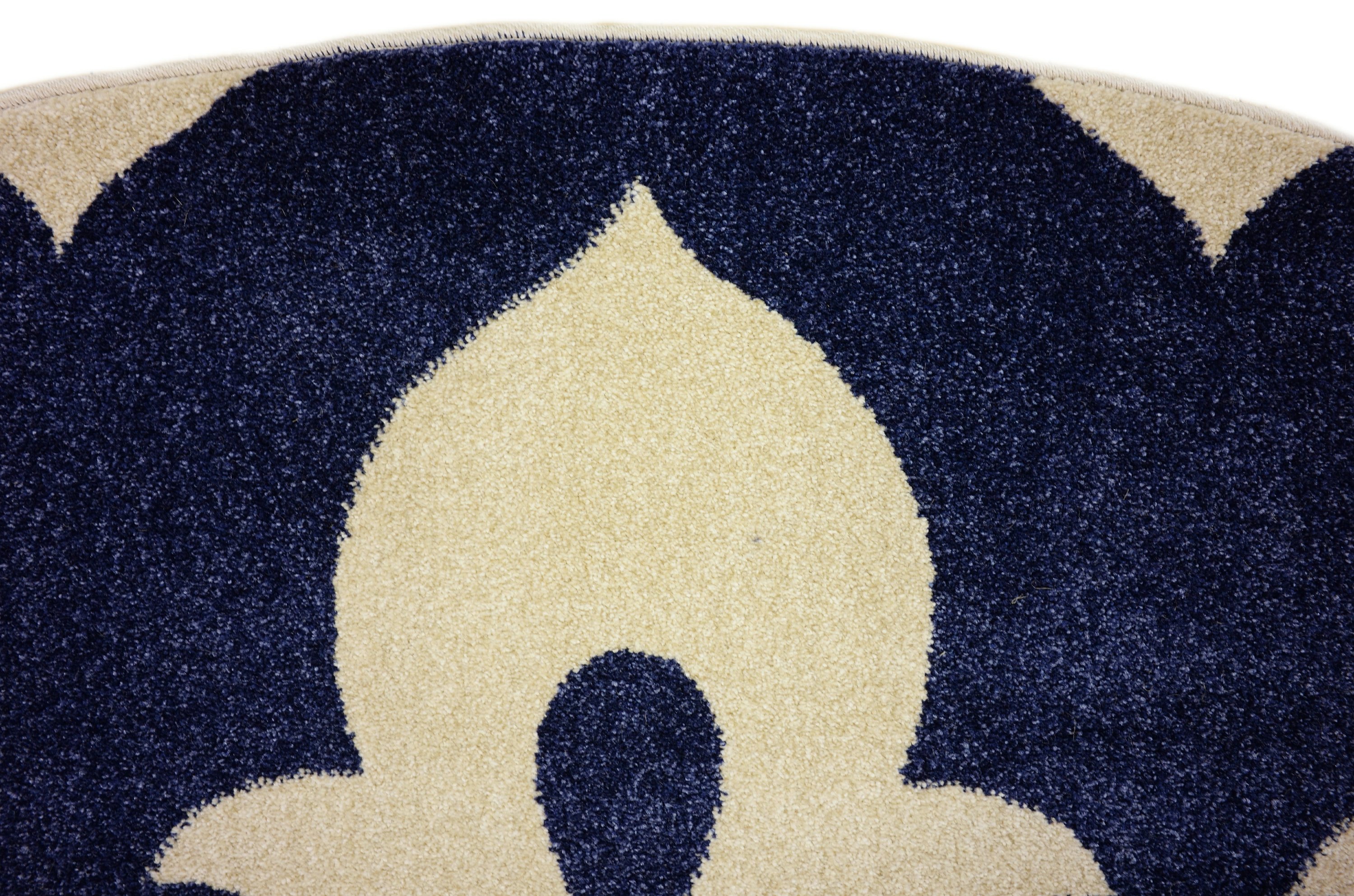 Navy Blue 8' x 8' Ikat Round Rug Area Rugs eSaleRugs