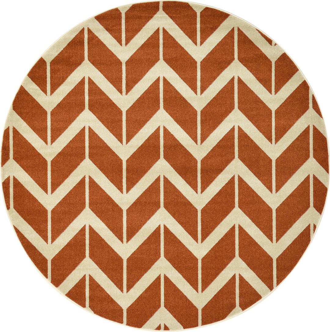 Rust Red 8' x 8' Chevron Round Rug Area Rugs eSaleRugs