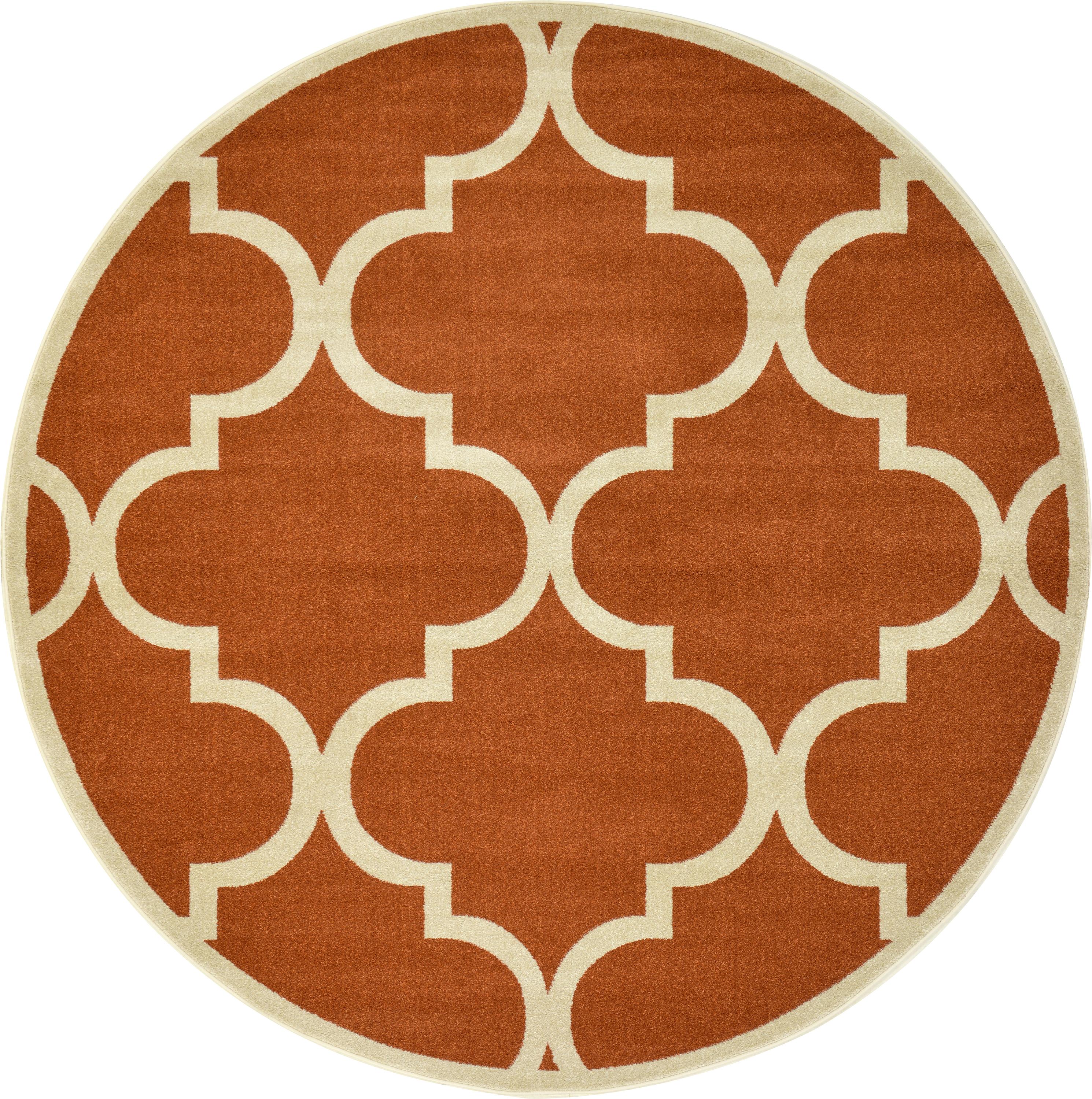 Rust Red 8' x 8' Trellis Round Rug eSaleRugs
