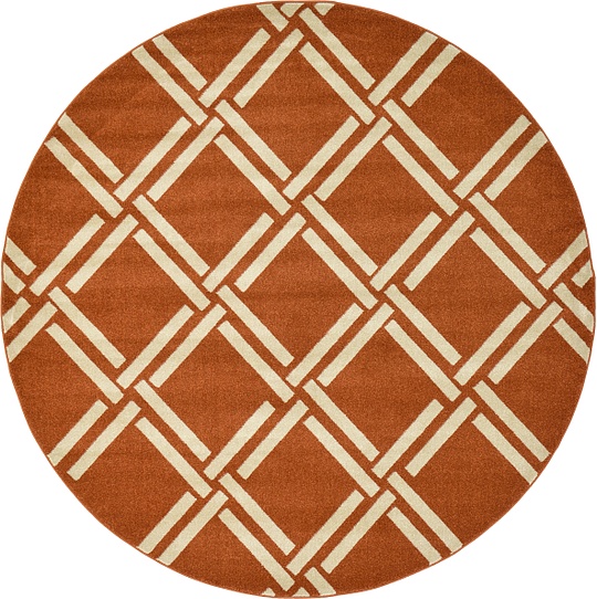 Rust Red 8' x 8' Trellis Round Rug Area Rugs eSaleRugs