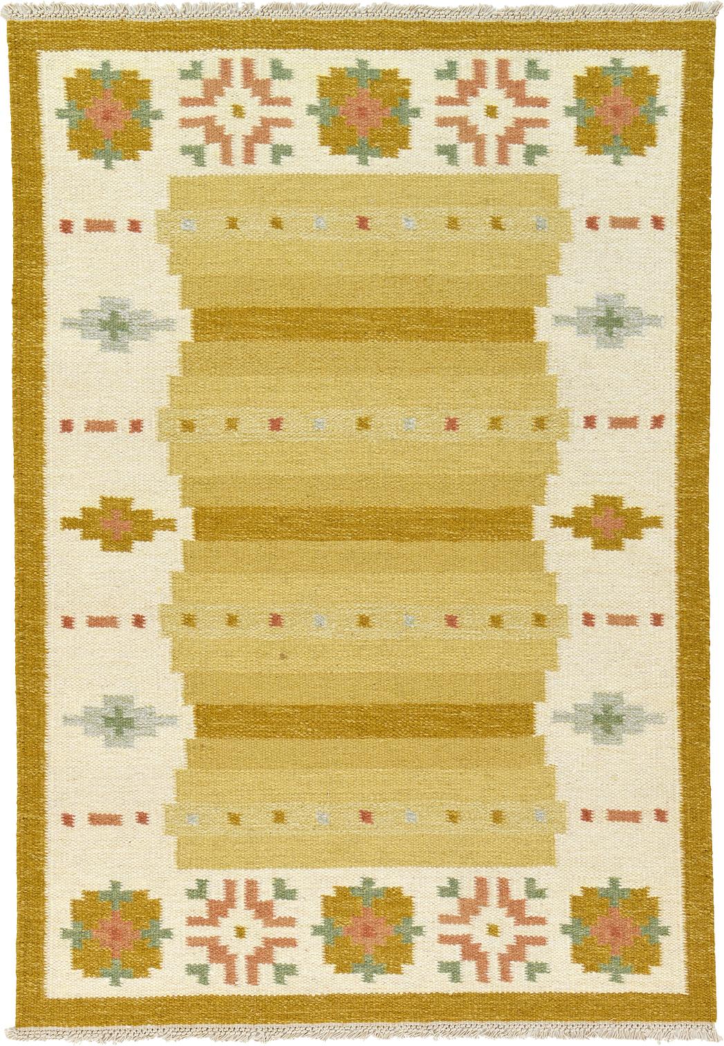 Yellow 4' 7 x 6' 7 Kilim Dhurrie Rug Modern Rugs eSaleRugs