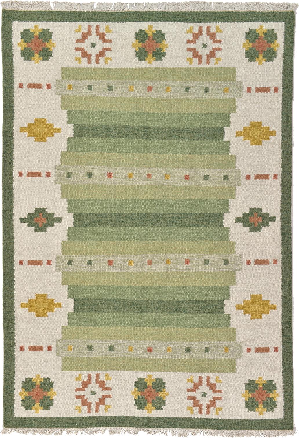 Green 6' 7 x 9' 10 Kilim Dhurrie Rug Modern Rugs eSaleRugs