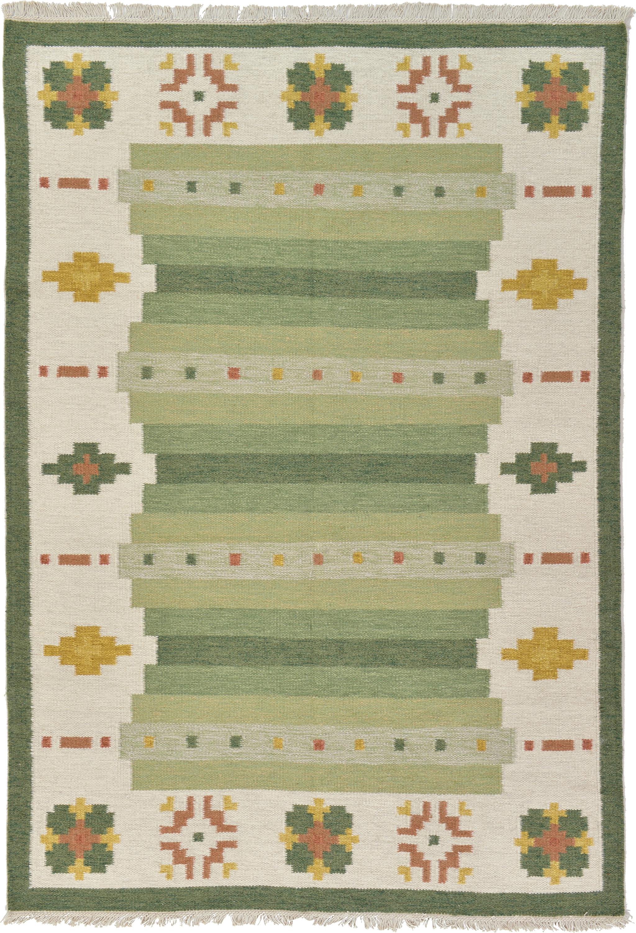 Green 6' 7 x 9' 10 Kilim Dhurrie Rug eSaleRugs
