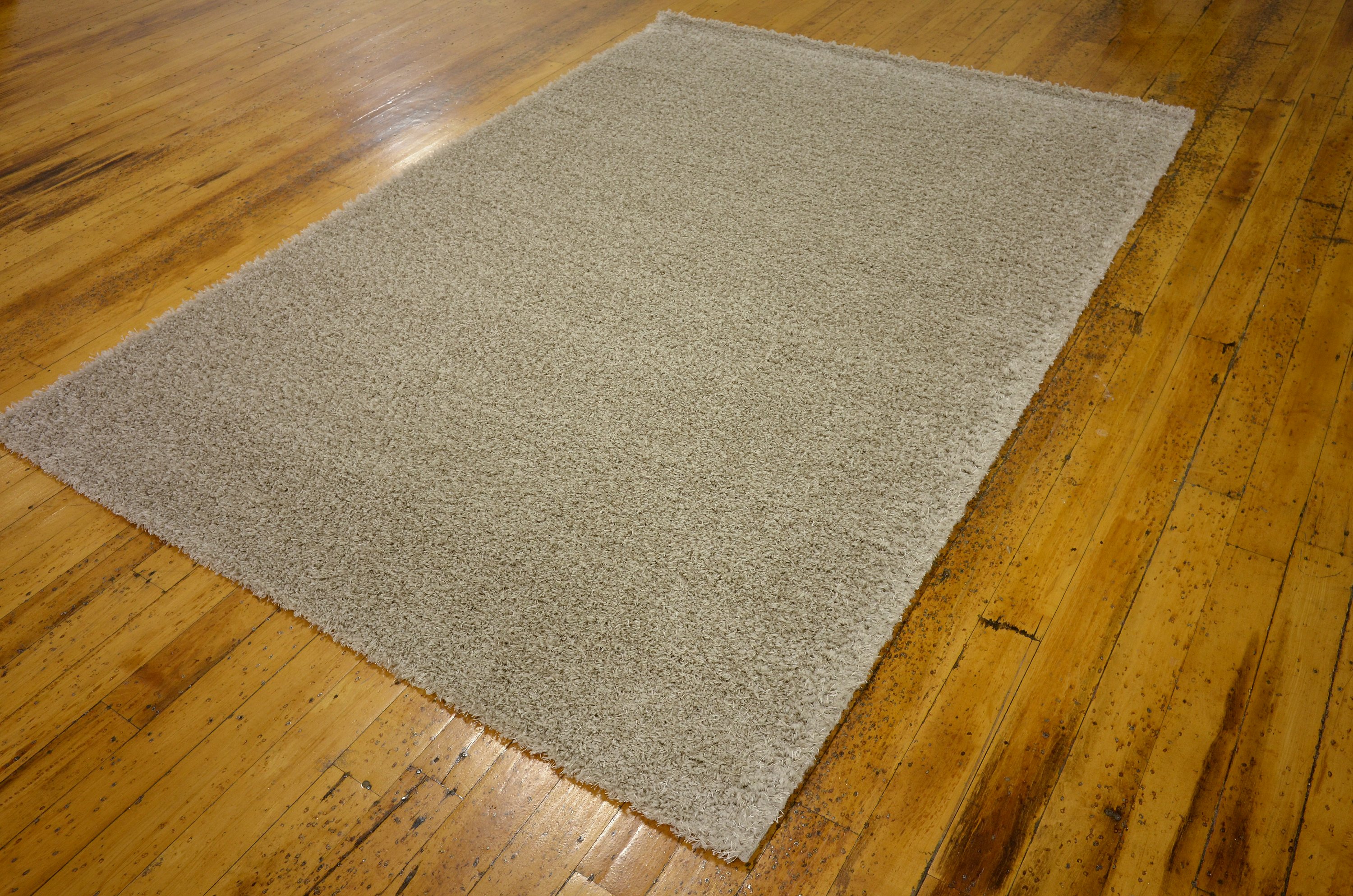 Beige 5' 3 x 7' 7 Solid Shag Rug Area Rugs eSaleRugs