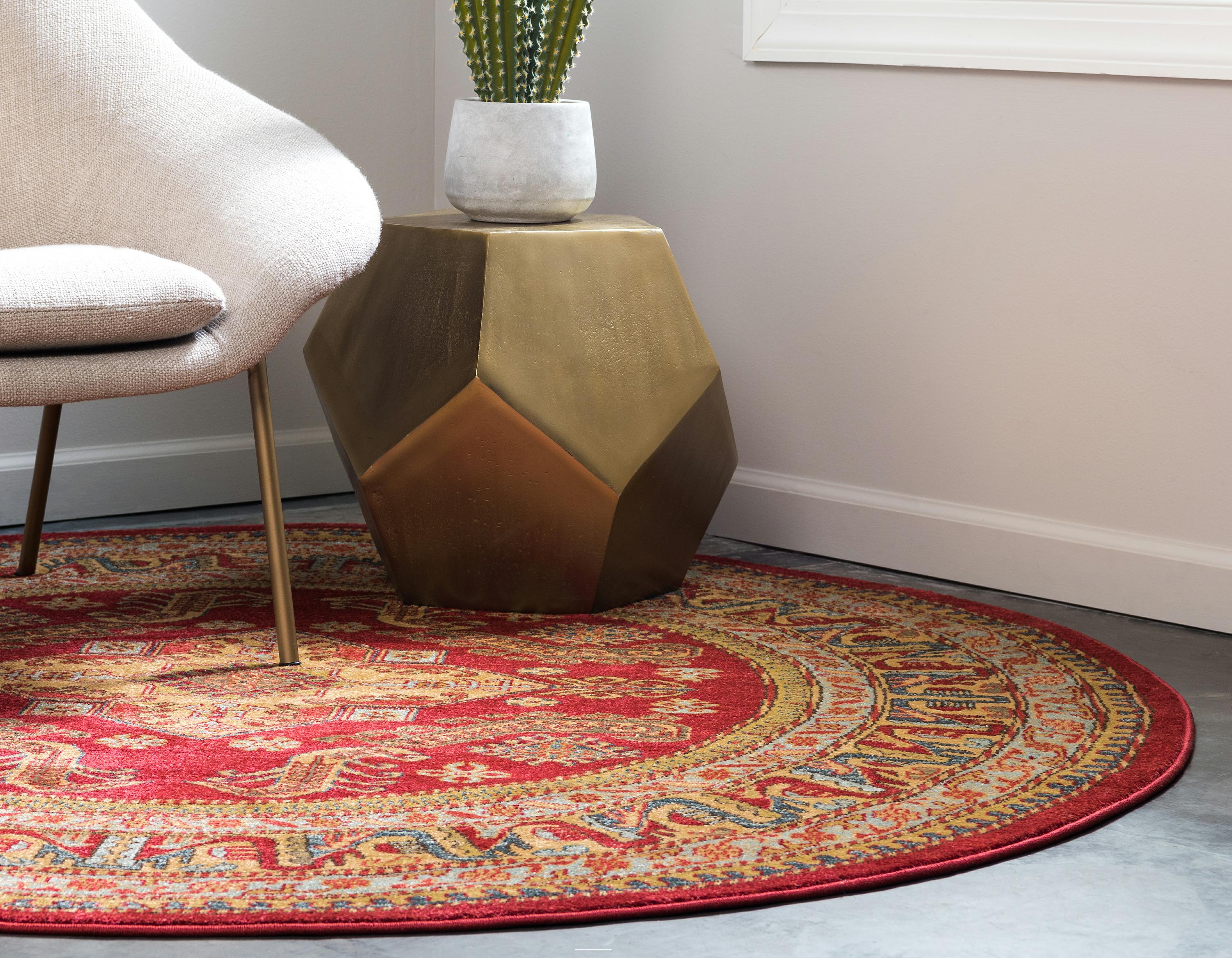 Red 6' x 6' Serapi Round Rug iRugs UK