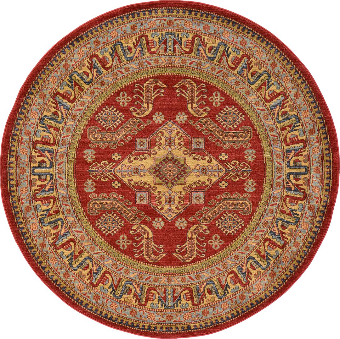 Red 6' x 6' Serapi Round Rug iRugs UK