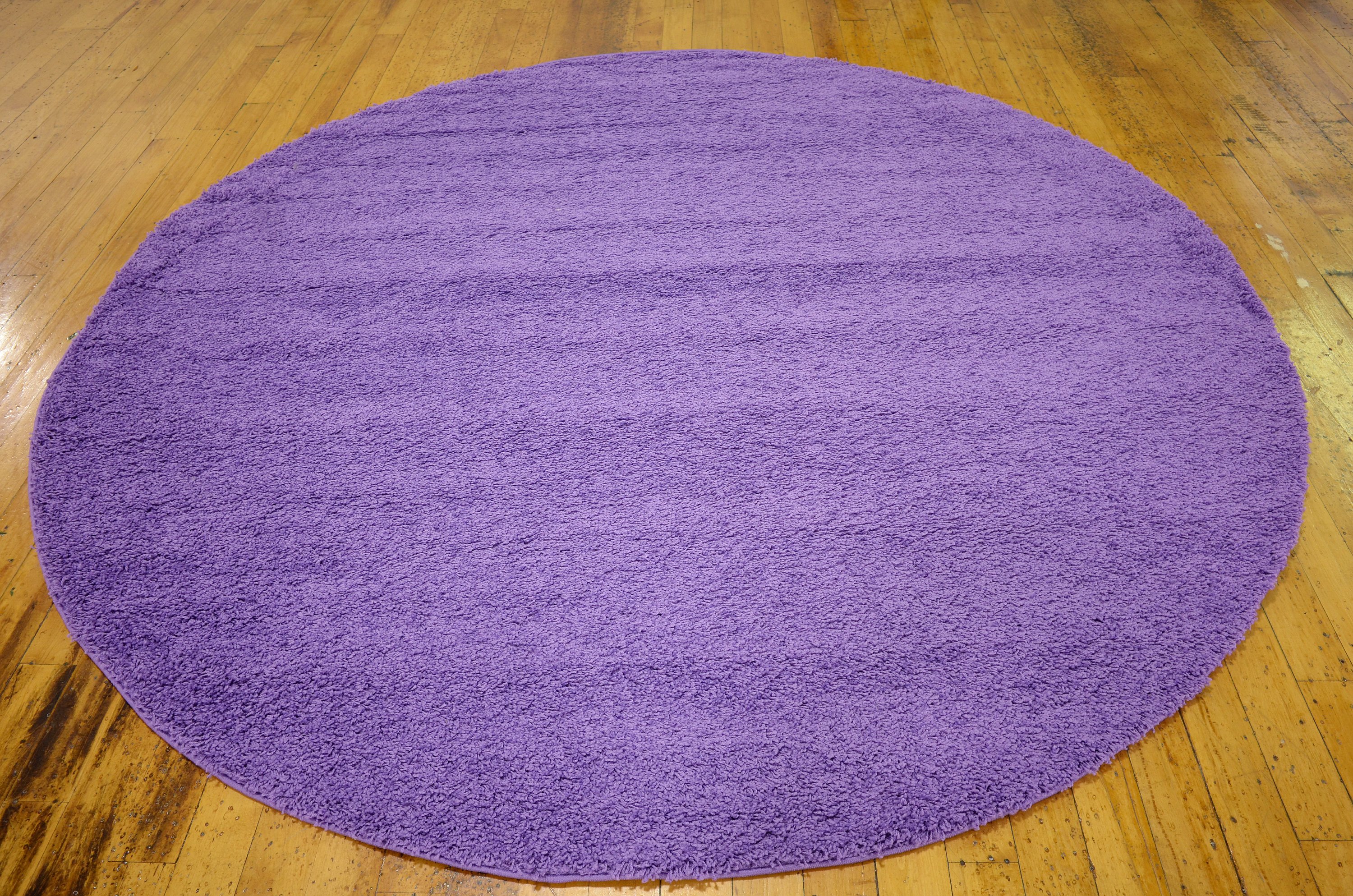 Purple 8' x 8' Solid Frieze Round Rug Area Rugs eSaleRugs