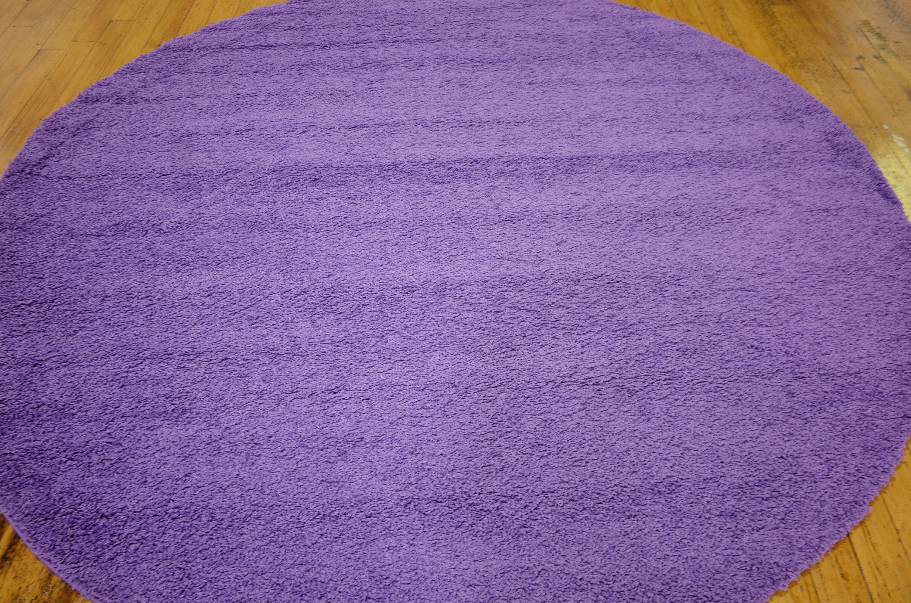 Purple 8' x 8' Solid Frieze Round Rug Area Rugs eSaleRugs