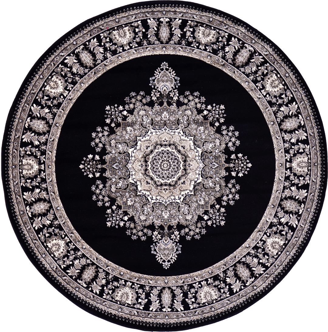 Black 6' x 6' Mashad Design Round Rug Area Rugs eSaleRugs
