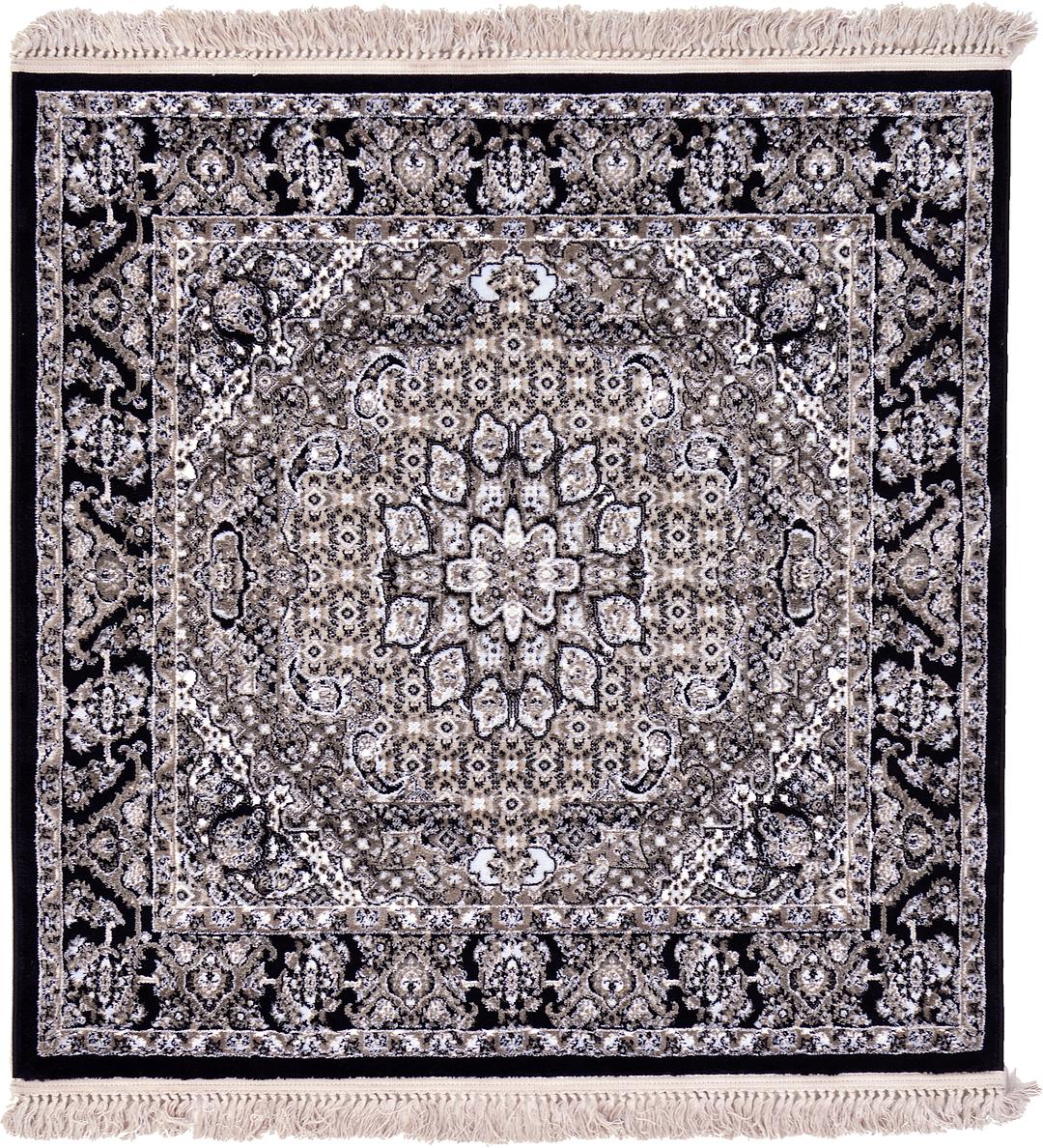 Brown 4' x 4' Tabriz Design Square Rug Area Rugs iRugs UK