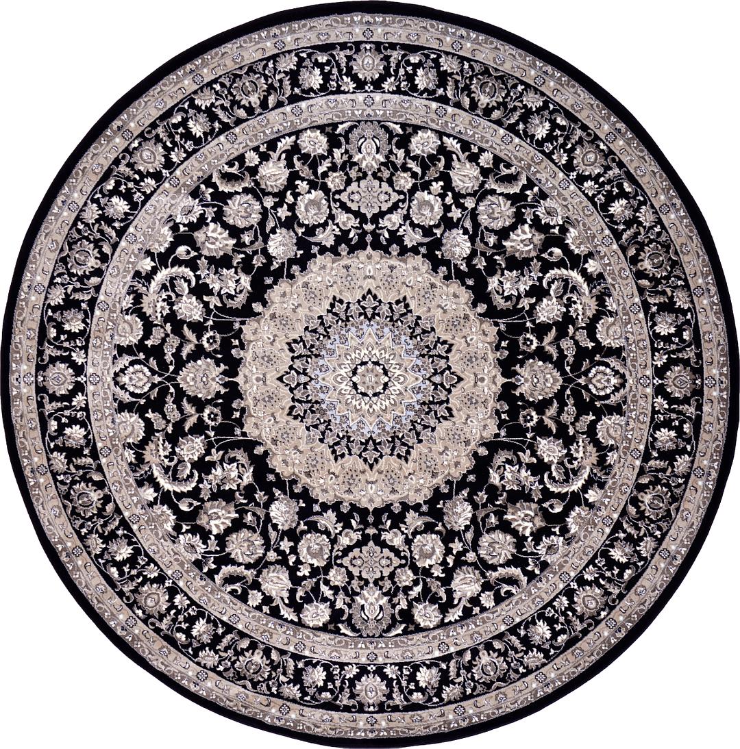 Black 8' x 8' Kashan Design Round Rug Area Rugs eSaleRugs