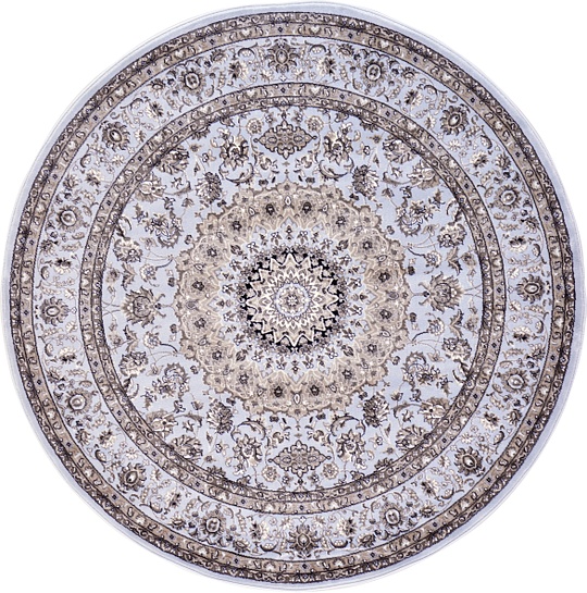 Light Blue 185cm x 185cm Kashan Design Round Rug Area Rugs AU Rugs