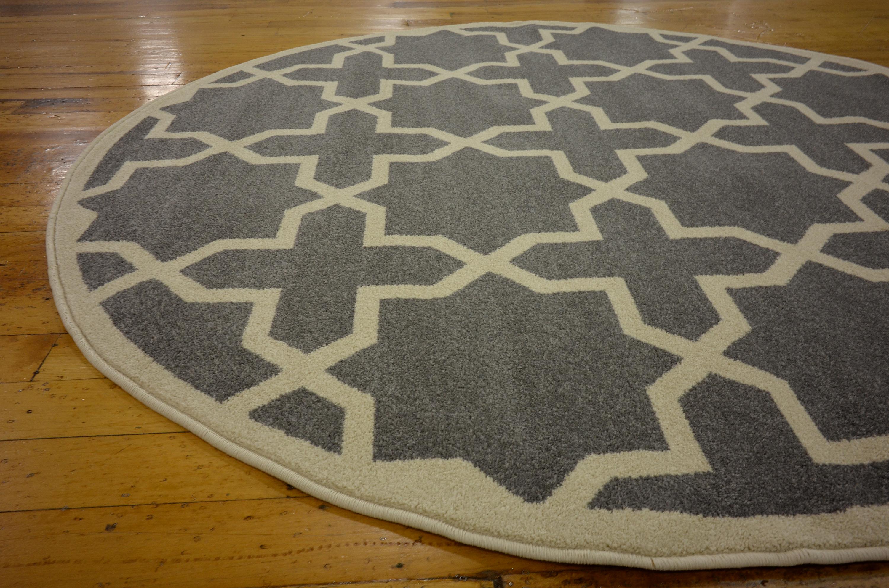 Gray 6' x 6' Trellis Round Rug iRugs UK
