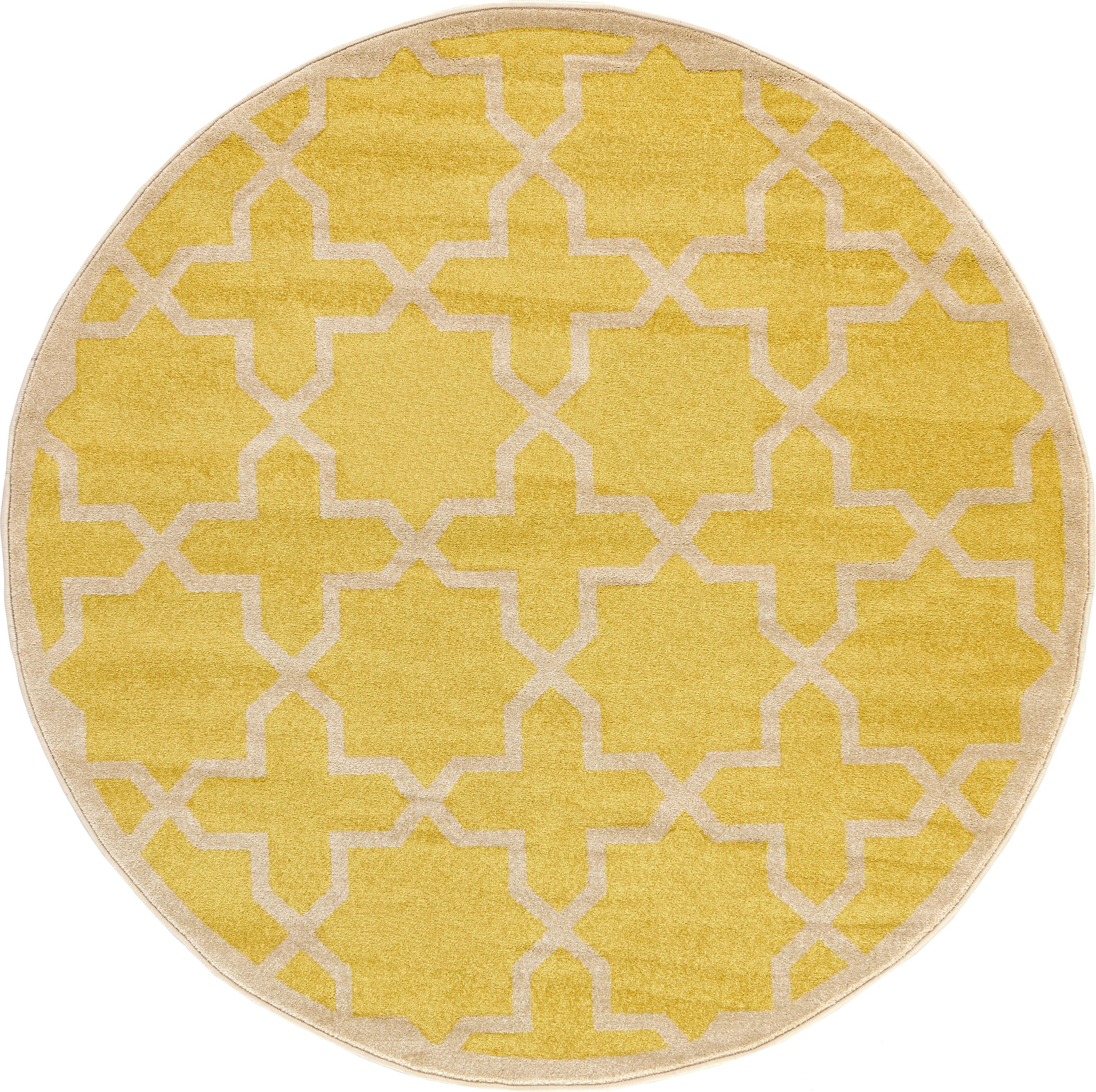 Yellow 6' x 6' Trellis Round Rug eSaleRugs