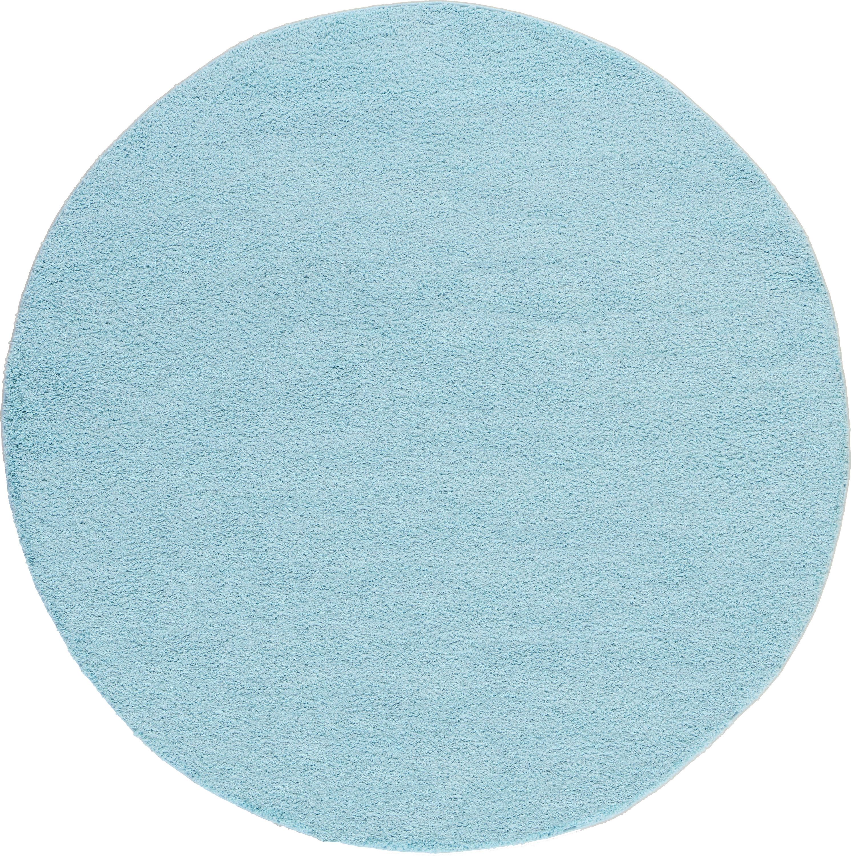 Light Blue 8' x 8' Solid Frieze Round Rug eSaleRugs
