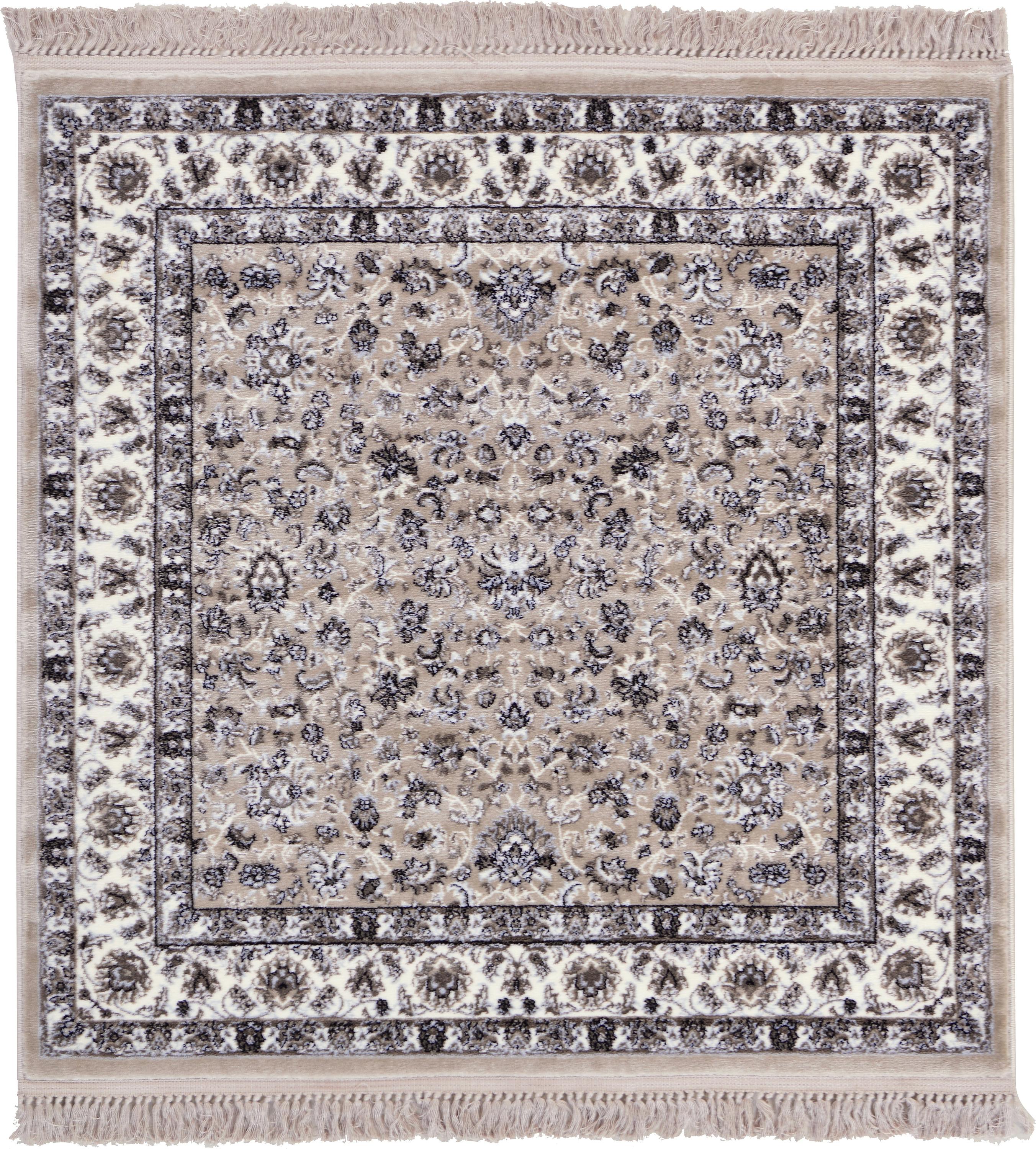 Taupe 4' x 4' Kashan Design Square Rug eSaleRugs