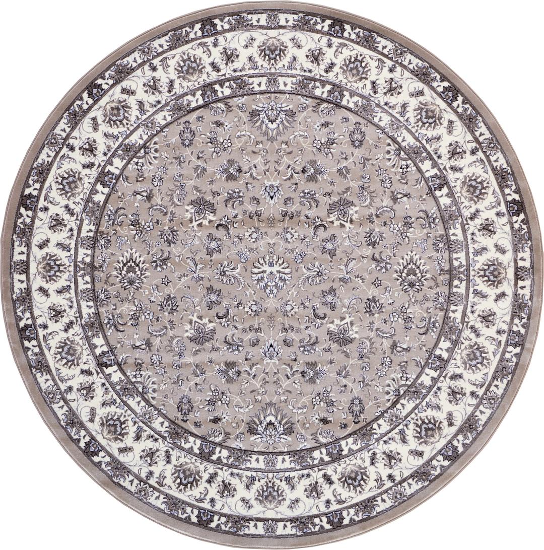 Taupe 8' x 8' Kashan Design Round Rug Area Rugs eSaleRugs