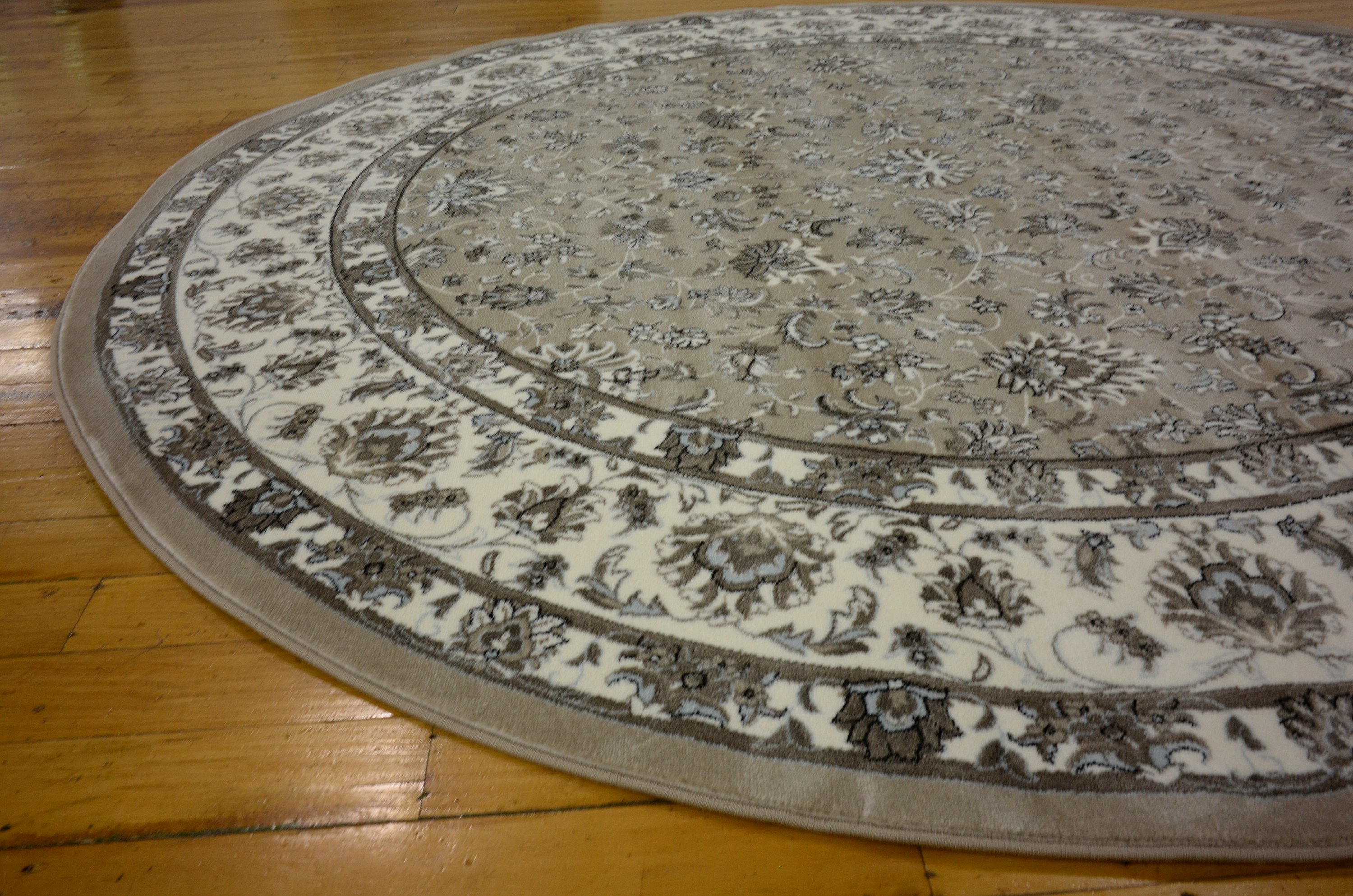 Taupe 8' x 8' Kashan Design Round Rug Area Rugs eSaleRugs